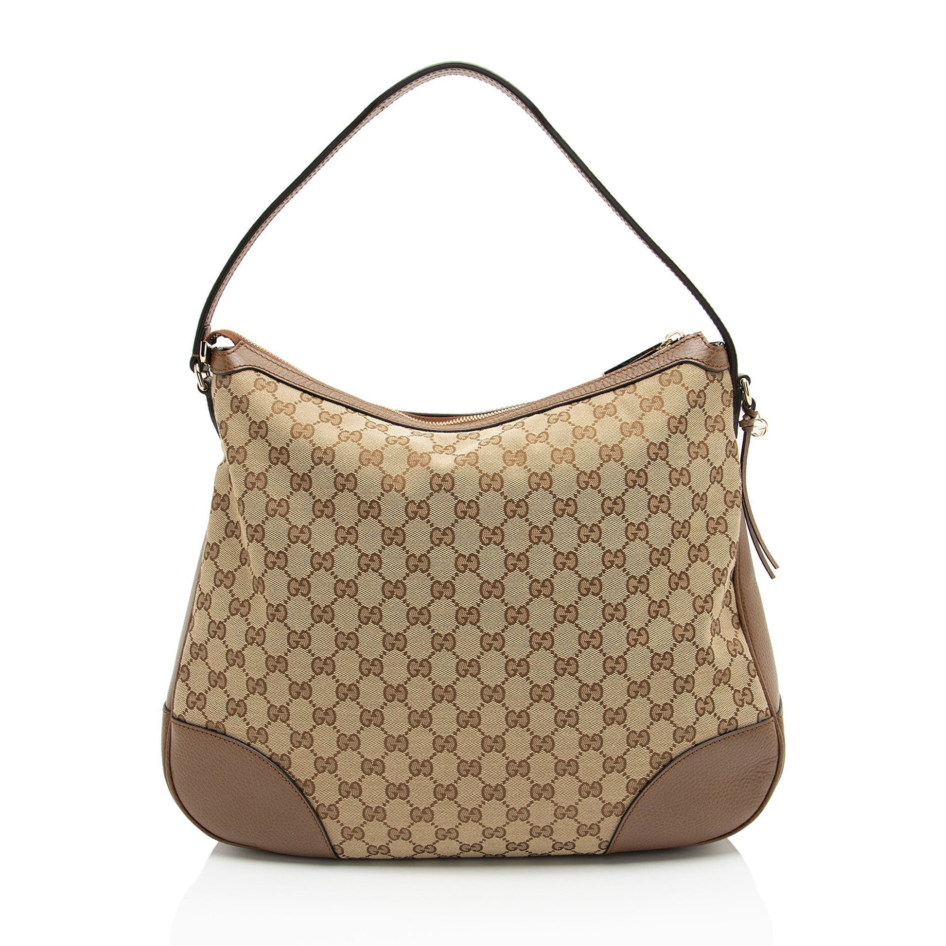 Gucci GG Bree Leather Canvas Brown Large Shoulder Bag