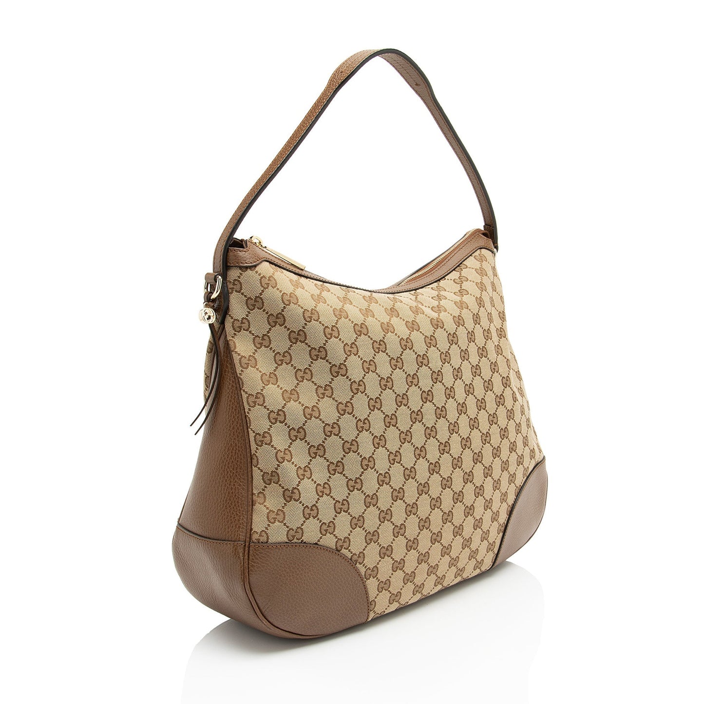 Gucci GG Bree Leather Canvas Brown Large Shoulder Bag