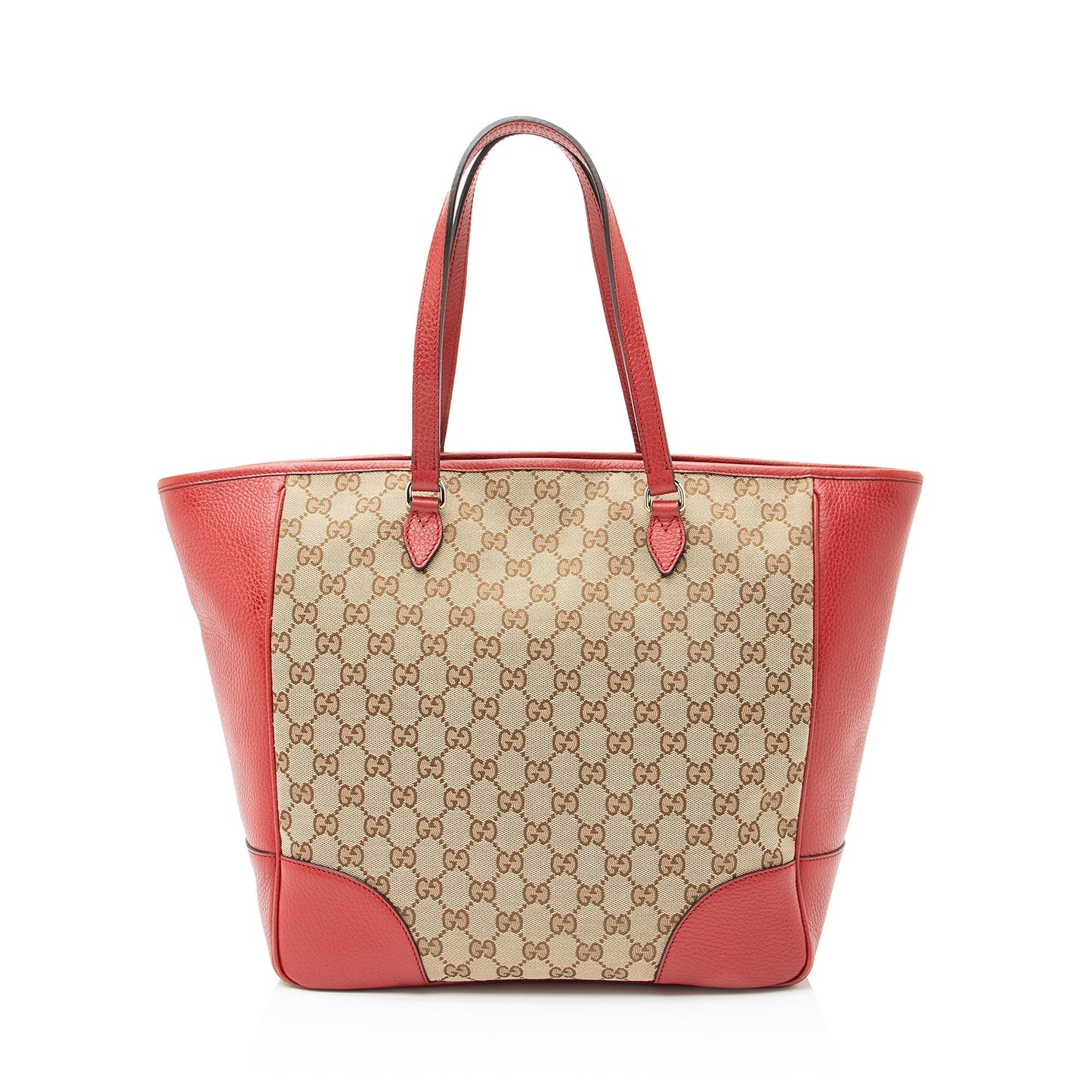 Gucci GG Bree SHF Leather Canvas Beige Red Tote Bag