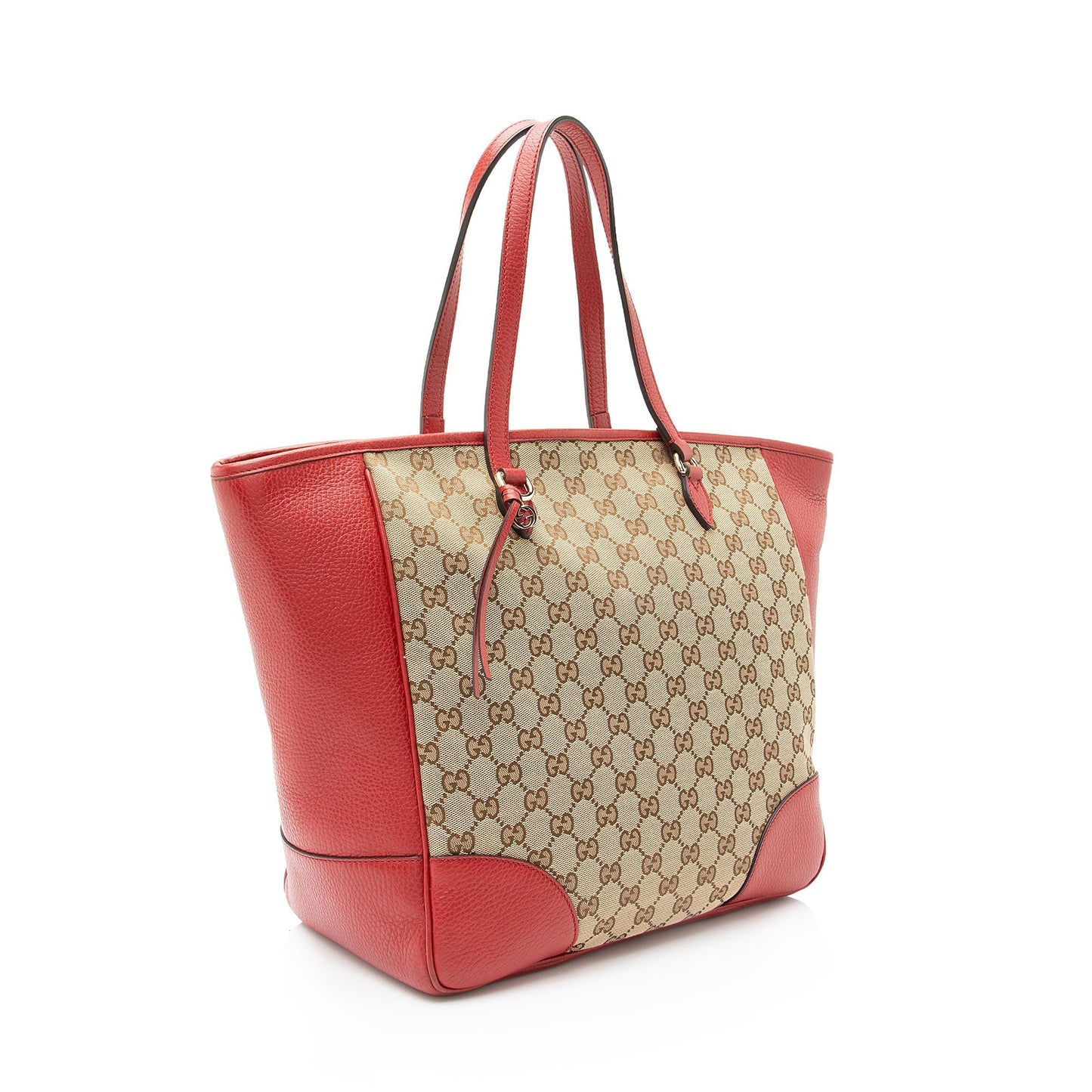 Gucci GG Bree SHF Leather Canvas Beige Red Tote Bag