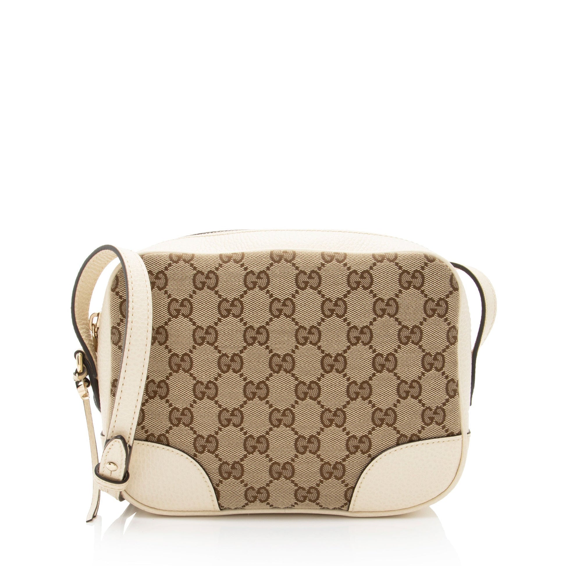 Gucci GG Bree Messenger Leather Canvas Brown Beige Shoulder Bag