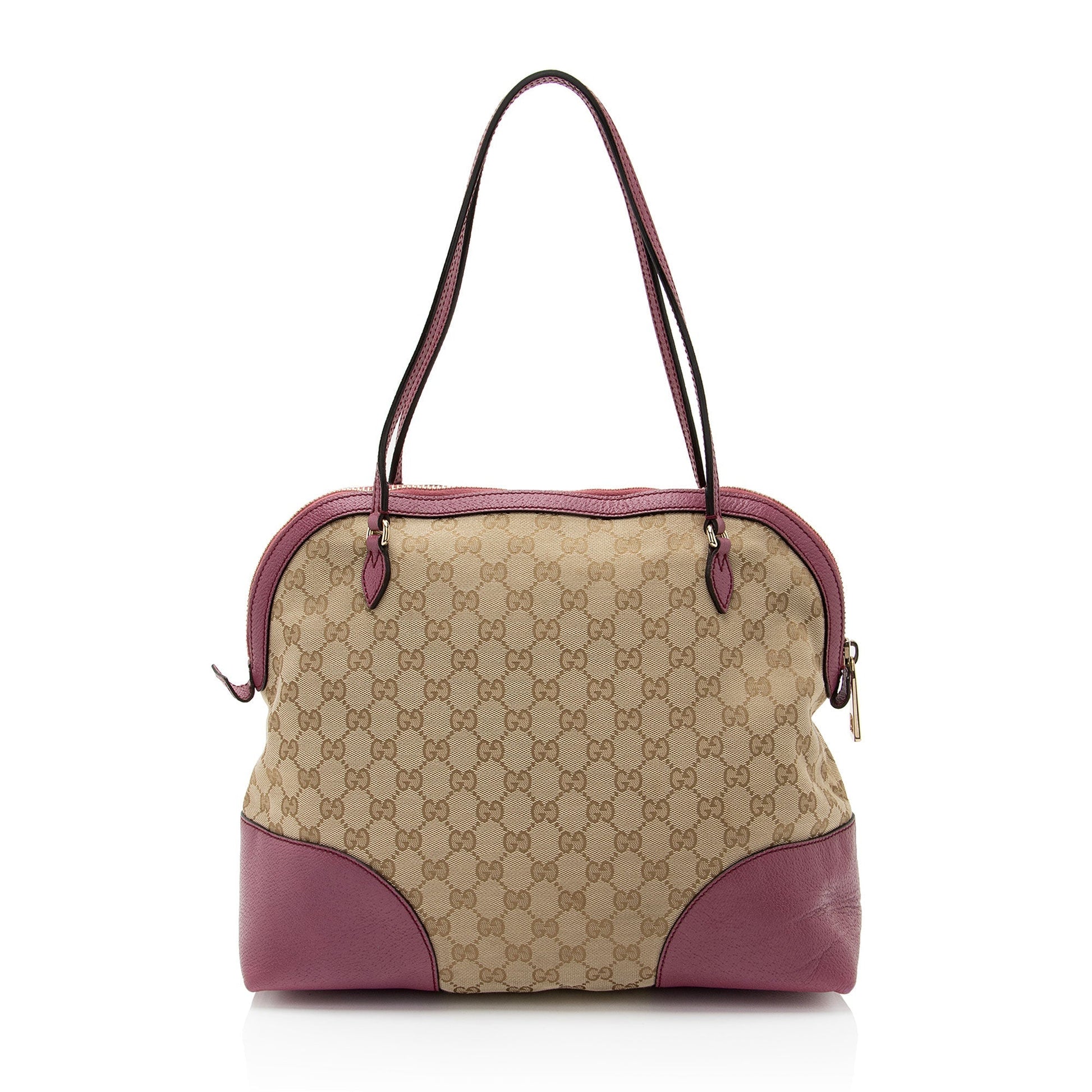 Gucci GG Bree SHF-XhboVD Leather Canvas Beige Pink Shoulder Bag