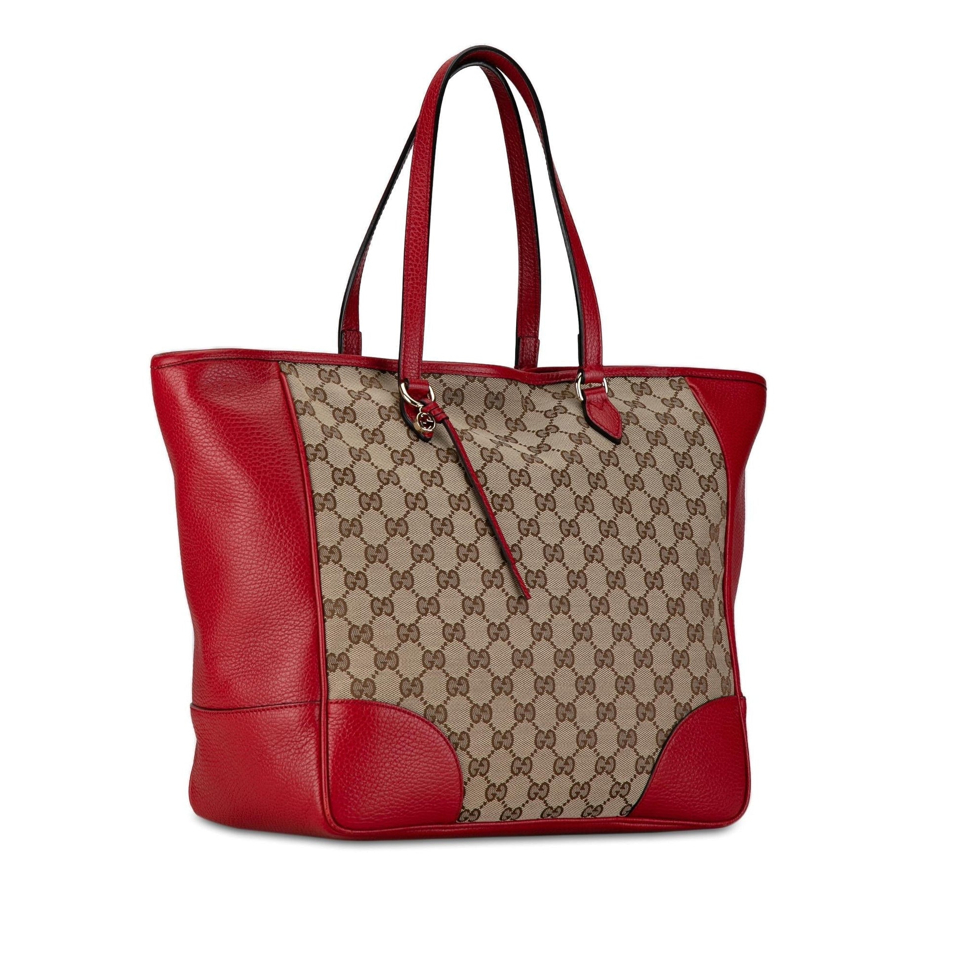 Gucci GG Bree SHG-cjYUp6 Canvas Calf Brown Red Tote Bag