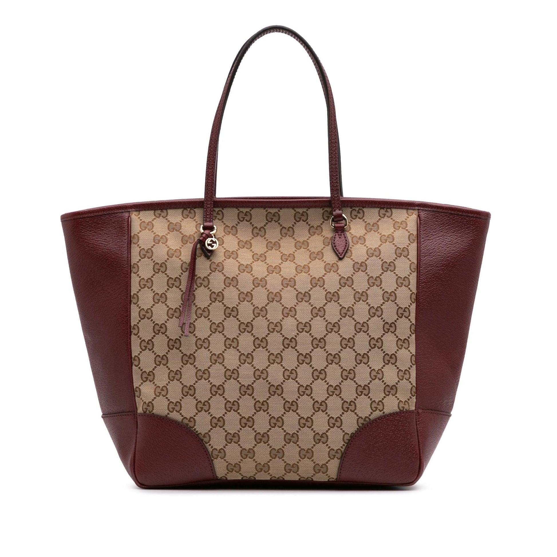 Gucci GG Bree Canvas Calf Brown Tote Bag