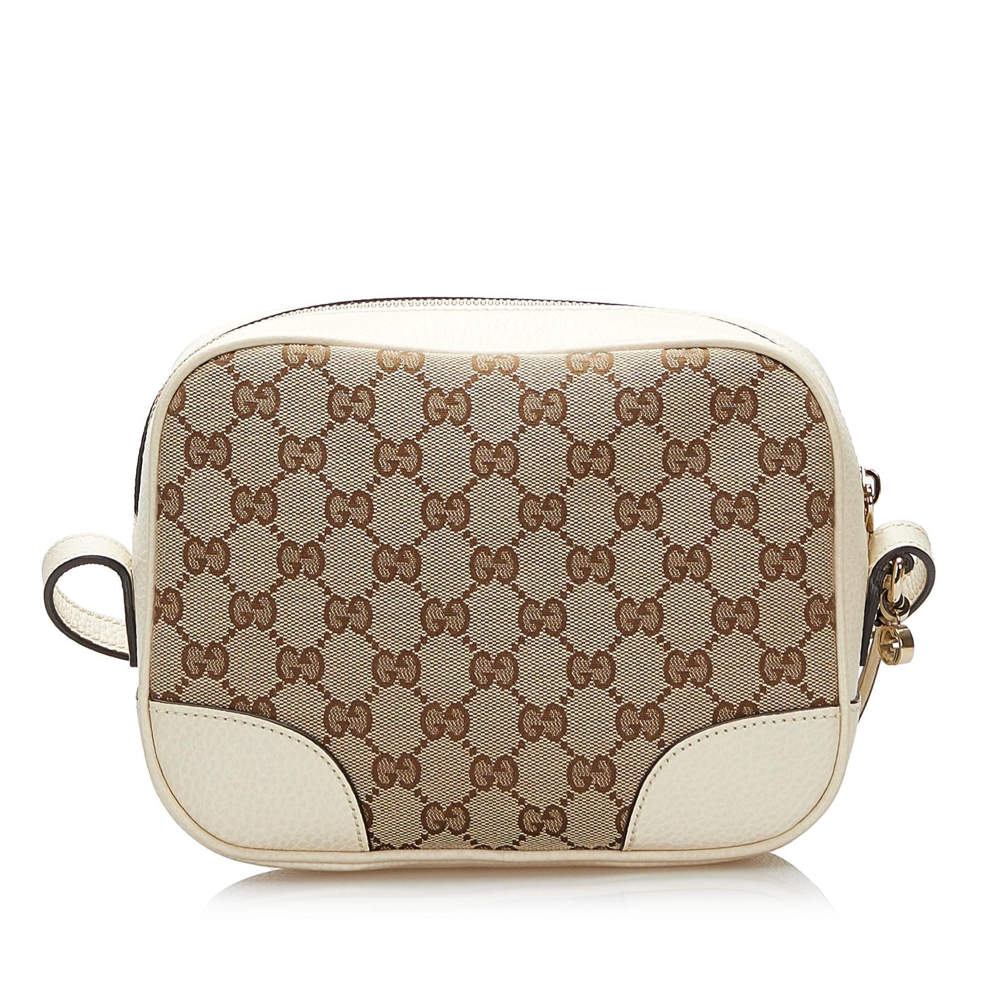 Gucci GG Bree SHG-7bPB2e Canvas Calf White Brown Crossbody Bag