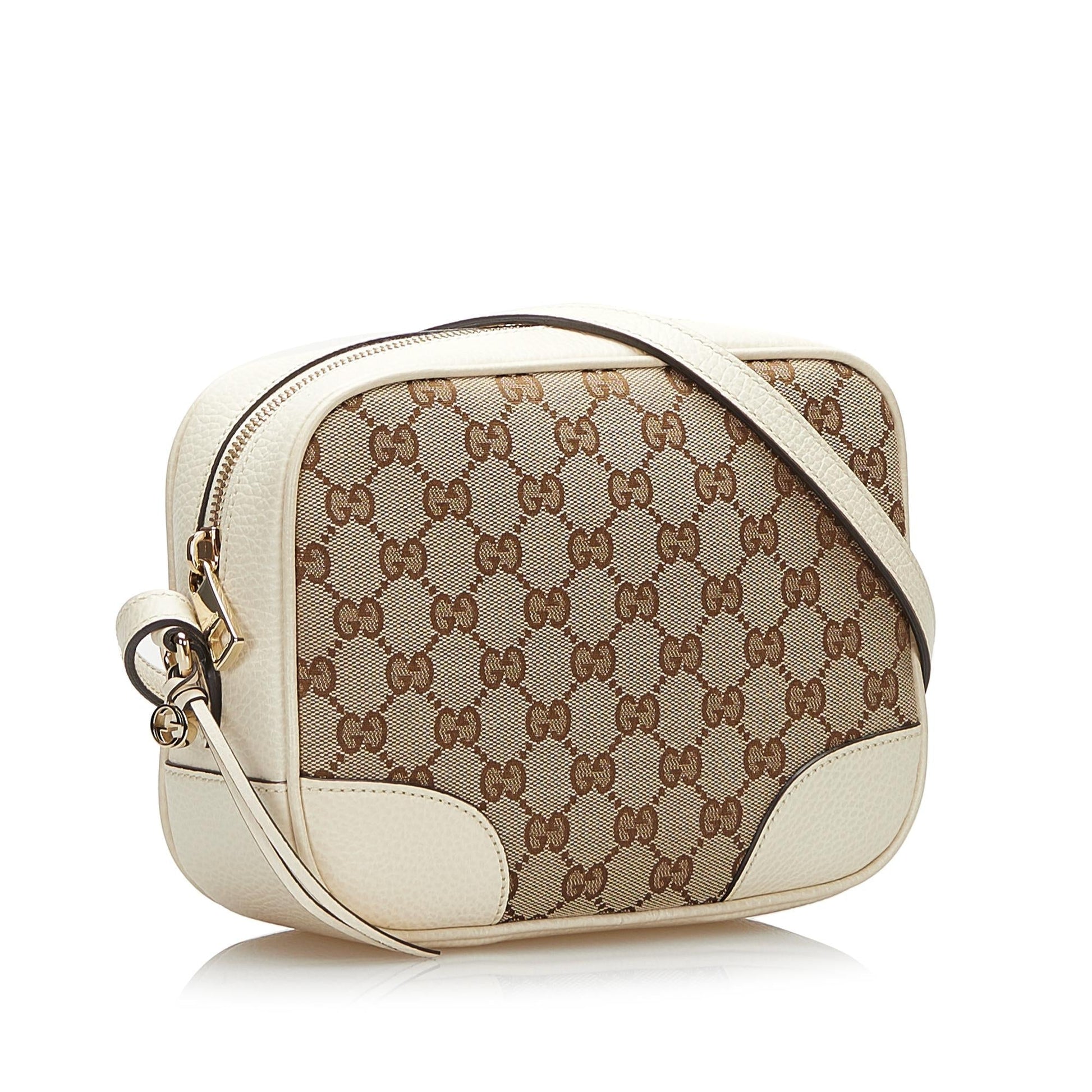 Gucci GG Bree SHG-2hHYld Canvas Calf White Brown Crossbody Bag
