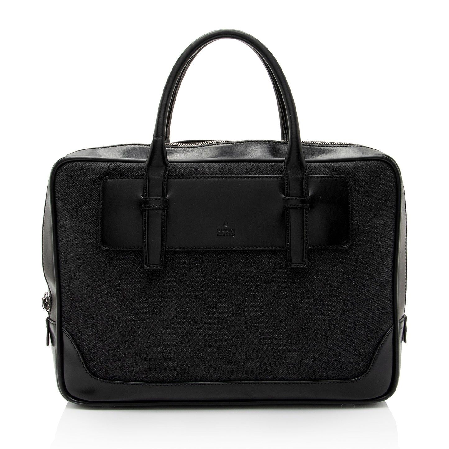 Gucci GG Briefcase Leather Canvas Black Travel Bag