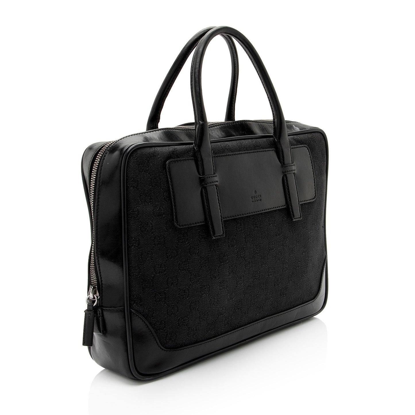 Gucci GG Briefcase Leather Canvas Black Travel Bag
