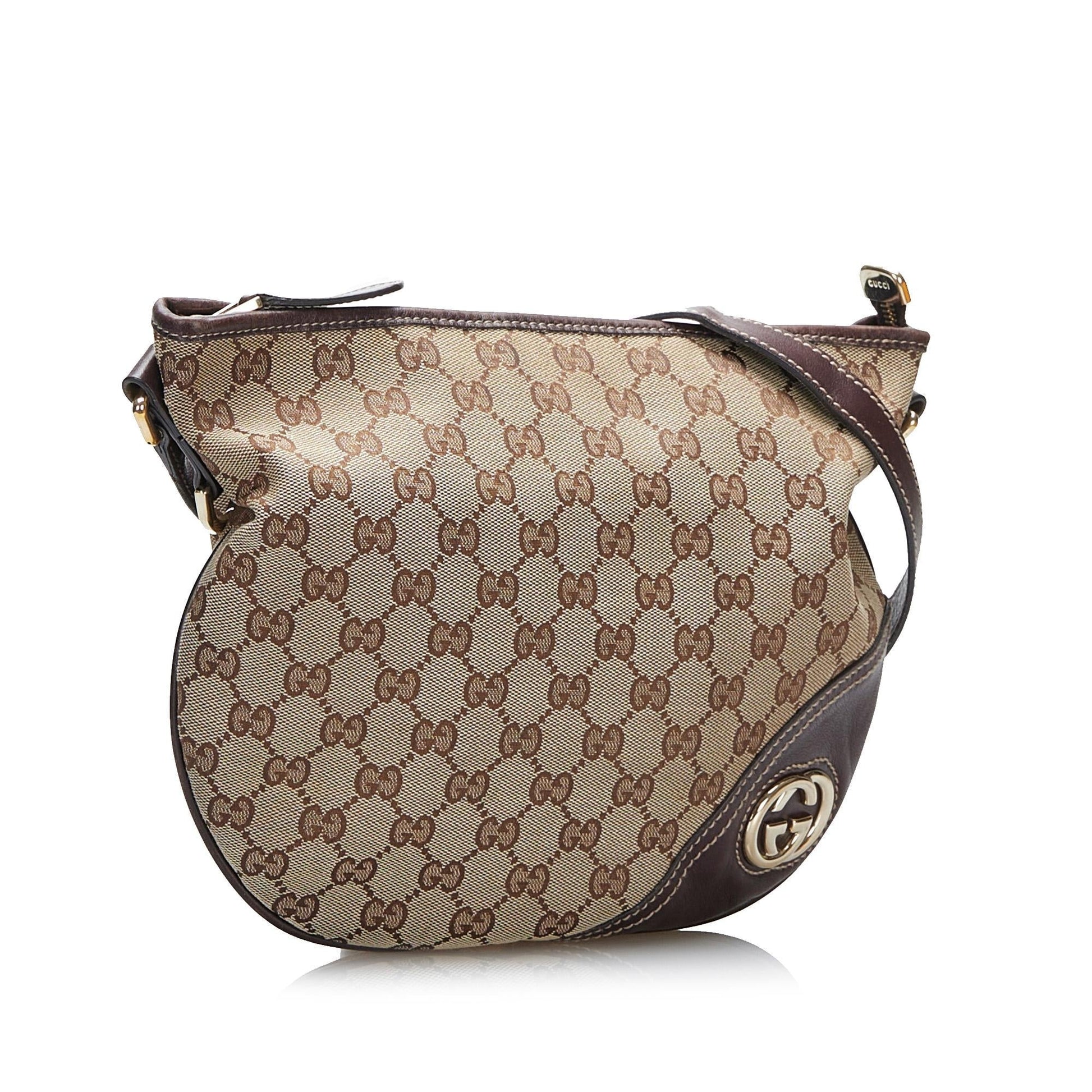Gucci GG Britt SHG-gC3R2B Canvas Calf Brown Crossbody Bag