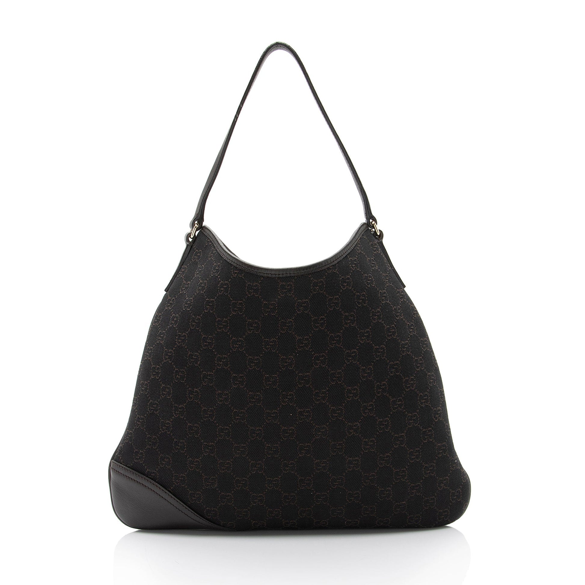 Gucci GG Britt SHF-nj2RBV Leather Canvas Brown Medium Shoulder Bag