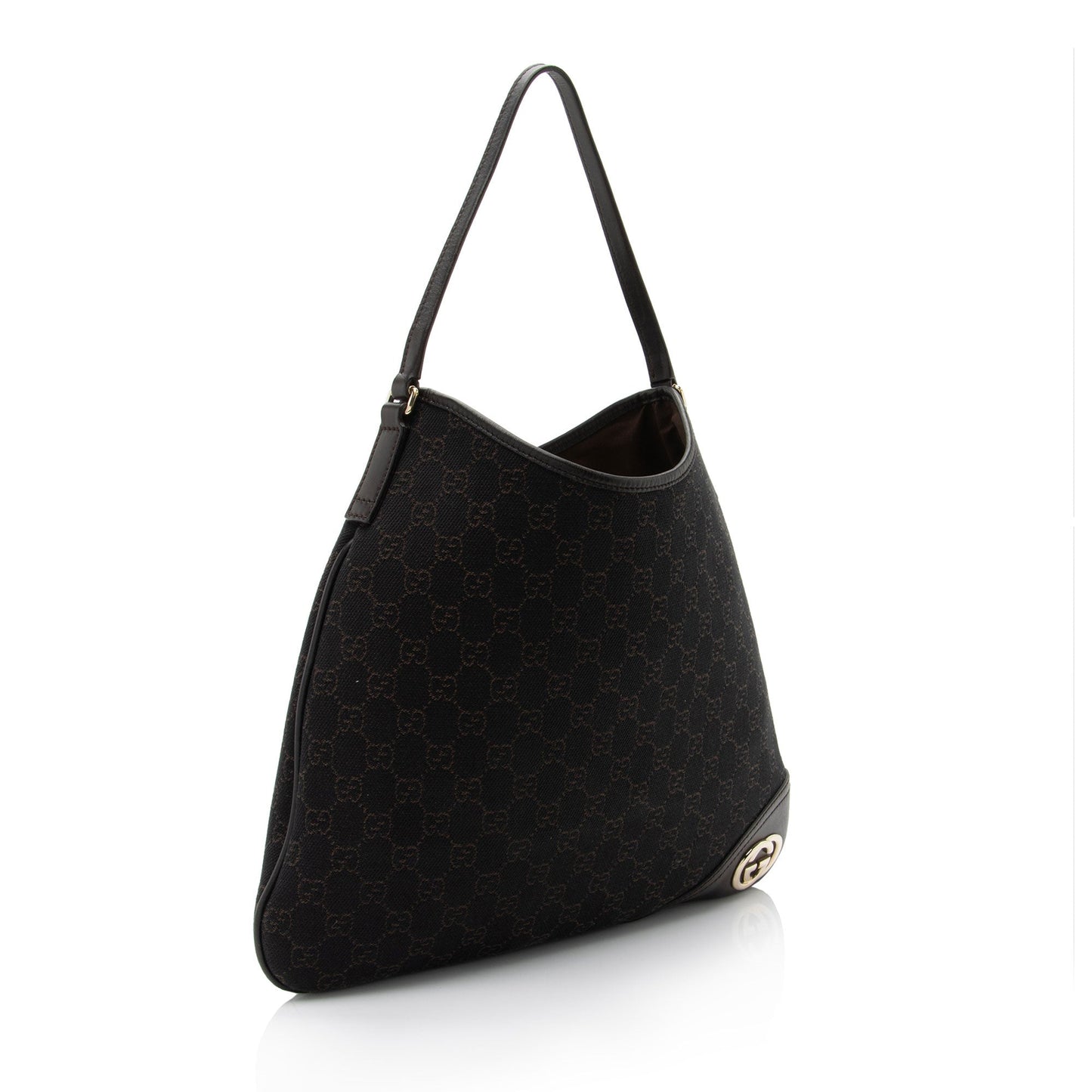 Gucci GG Britt SHF-nj2RBV Leather Canvas Brown Medium Shoulder Bag