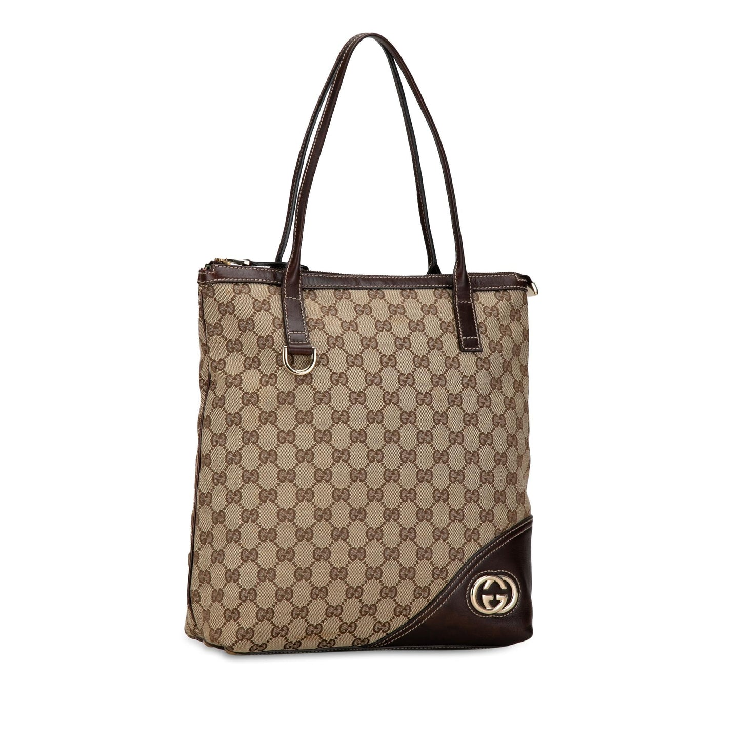 Gucci GG Britt SHG-Iug8NH Canvas Calf Brown Tote Bag