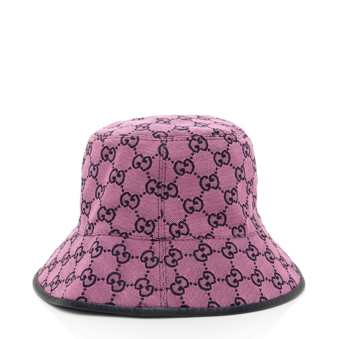 Gucci GG Bucket Hat - Size Leather Canvas Black Pink Bucket Bag
