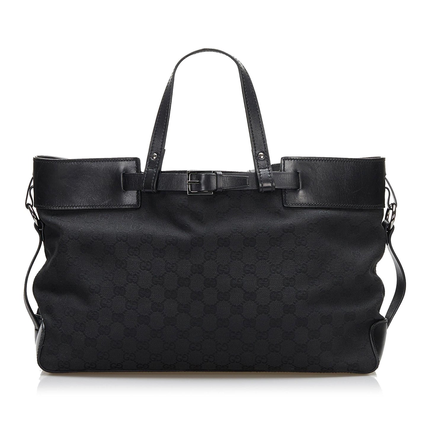 Gucci GG Buckle SHG Canvas Black Tote Bag