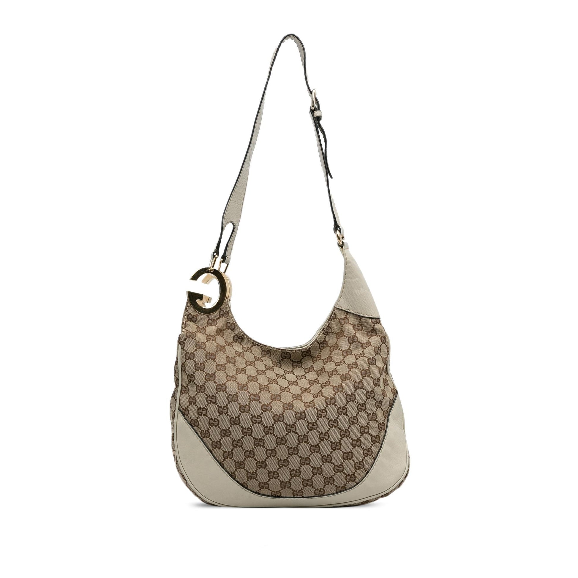 Gucci GG Charlotte SHG-KFrw1S Canvas Calf White Brown Crossbody Bag