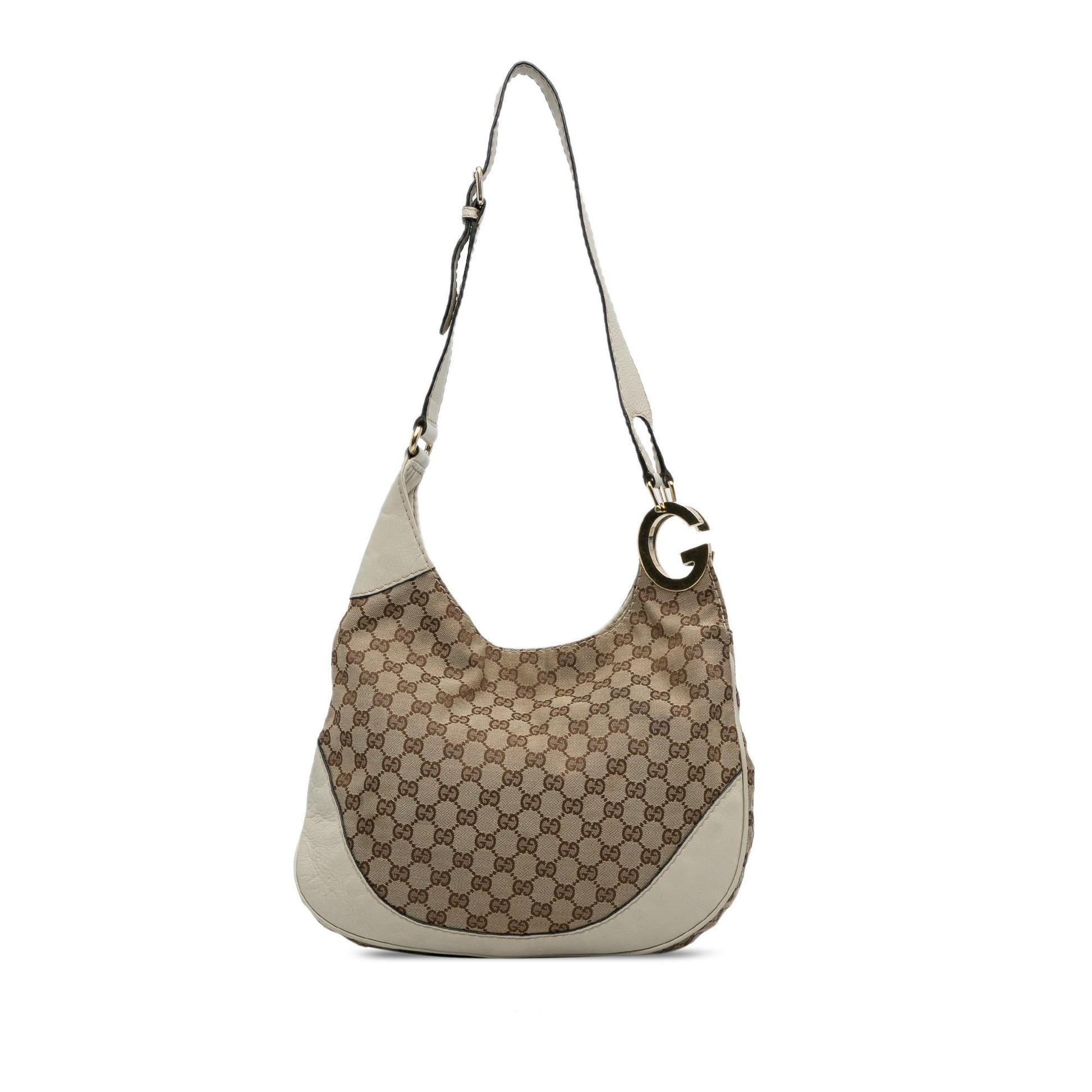 Gucci GG Charlotte SHG-KFrw1S Canvas Calf White Brown Crossbody Bag