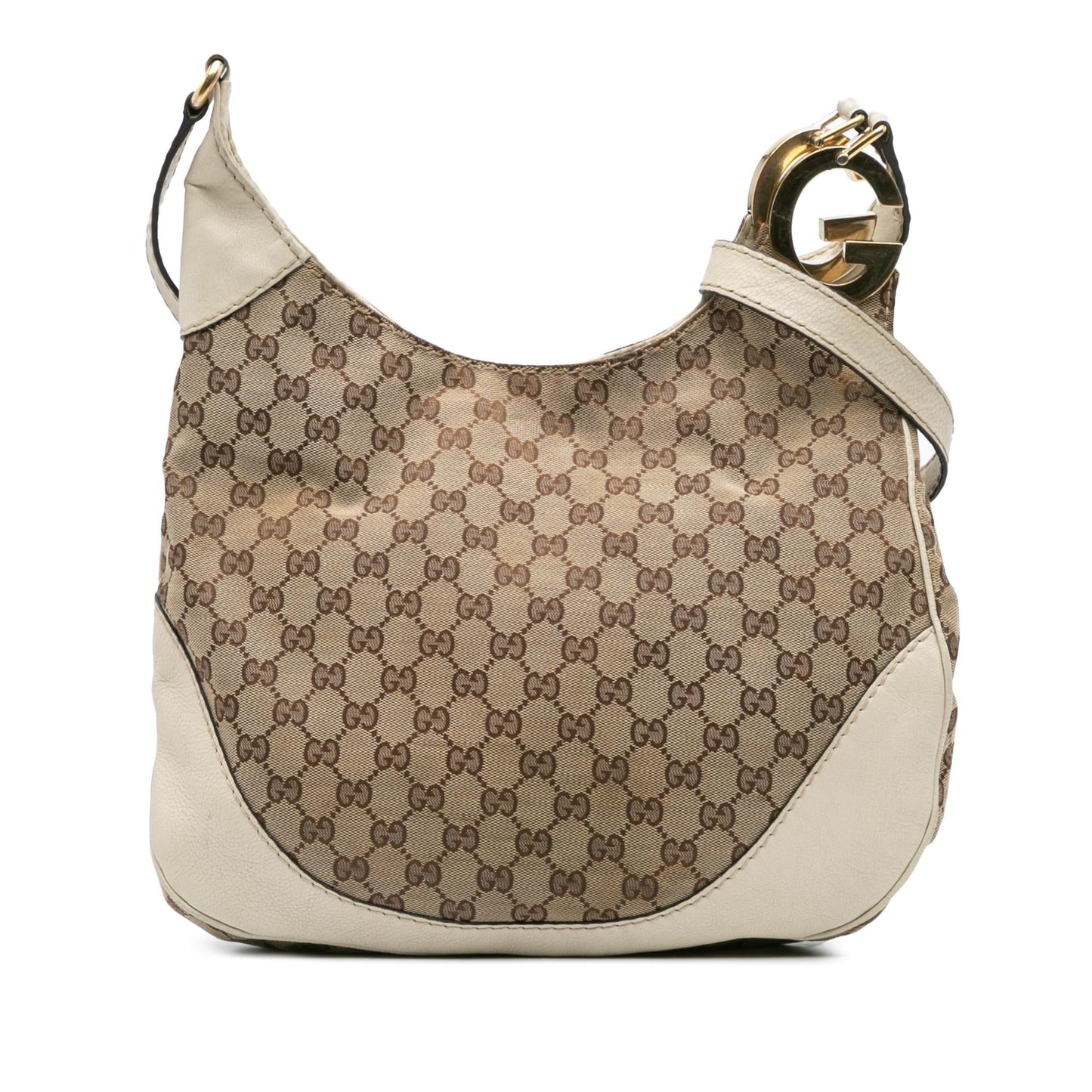 Gucci GG Charlotte Canvas Calf White Brown Crossbody Bag