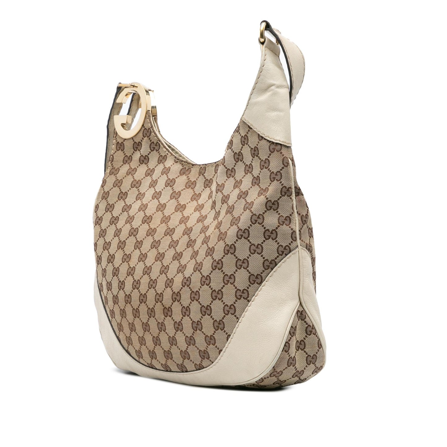 Gucci GG Charlotte Canvas Calf White Brown Crossbody Bag
