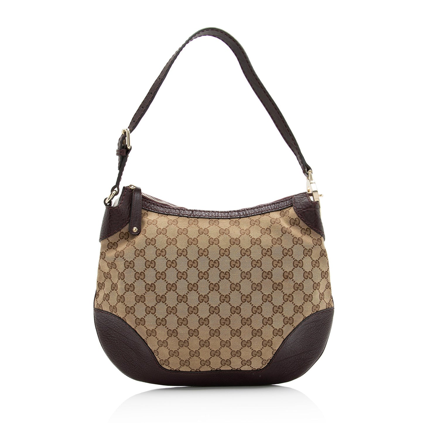 Gucci GG Charlotte SHF Leather Canvas Brown Beige Shoulder Bag
