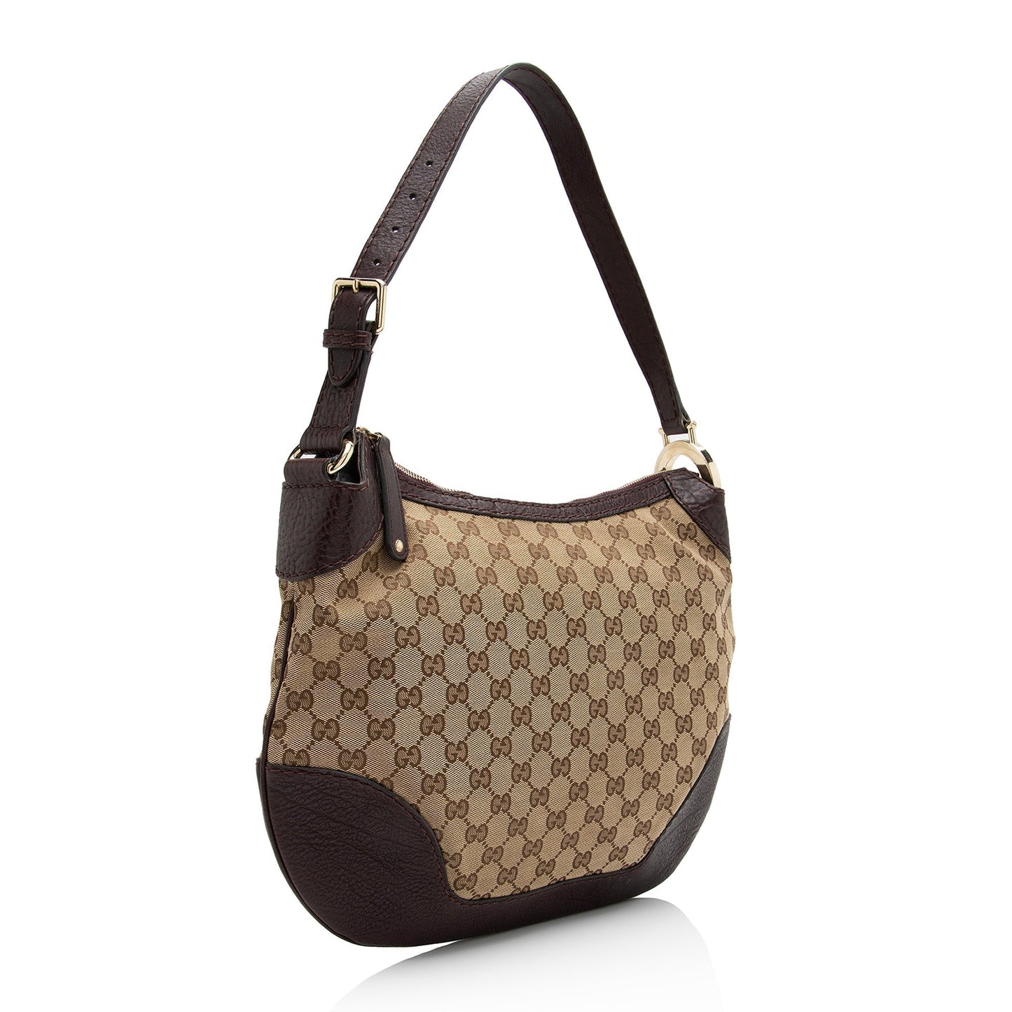 Gucci GG Charlotte SHF Leather Canvas Brown Beige Shoulder Bag