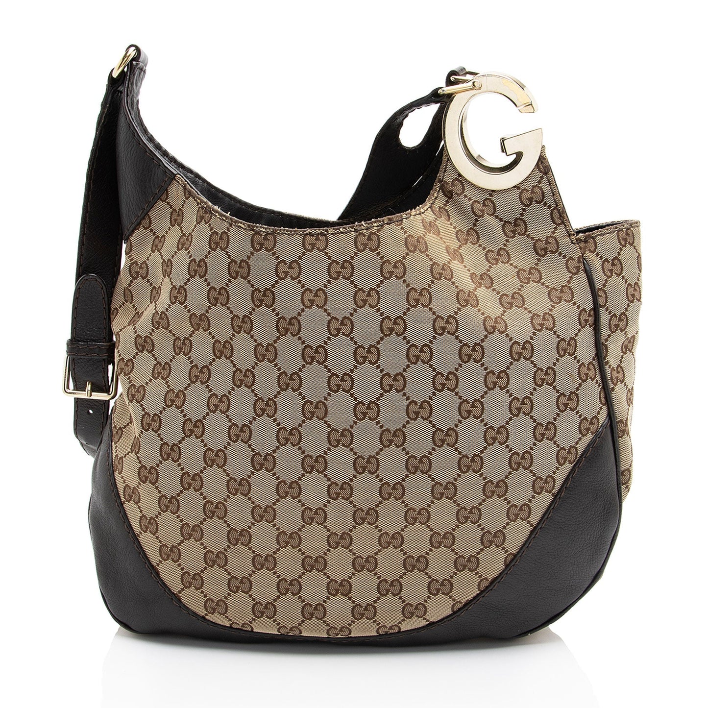 Gucci GG Charlotte SHF-2fr7e3 Leather Canvas Brown Medium Shoulder Bag