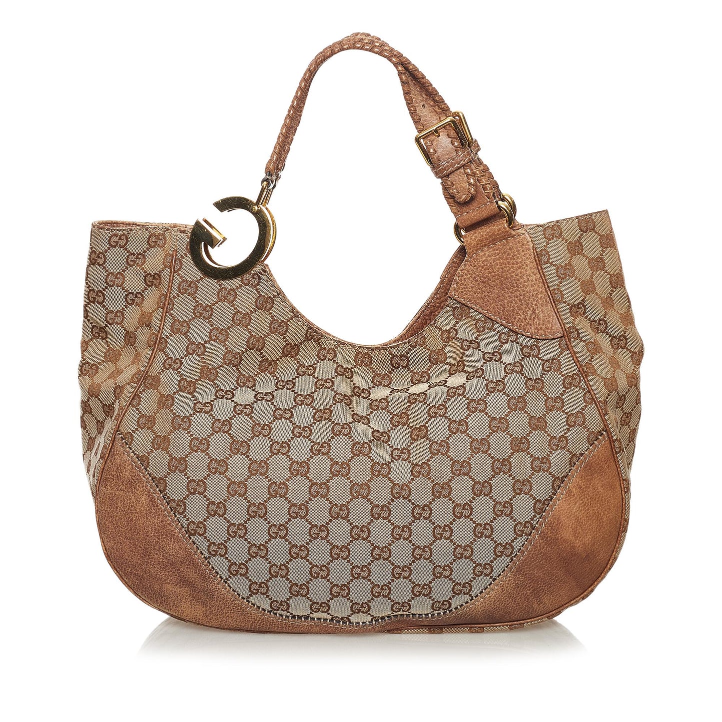 Gucci GG Charlotte SHG Canvas Calf Brown Tote Bag