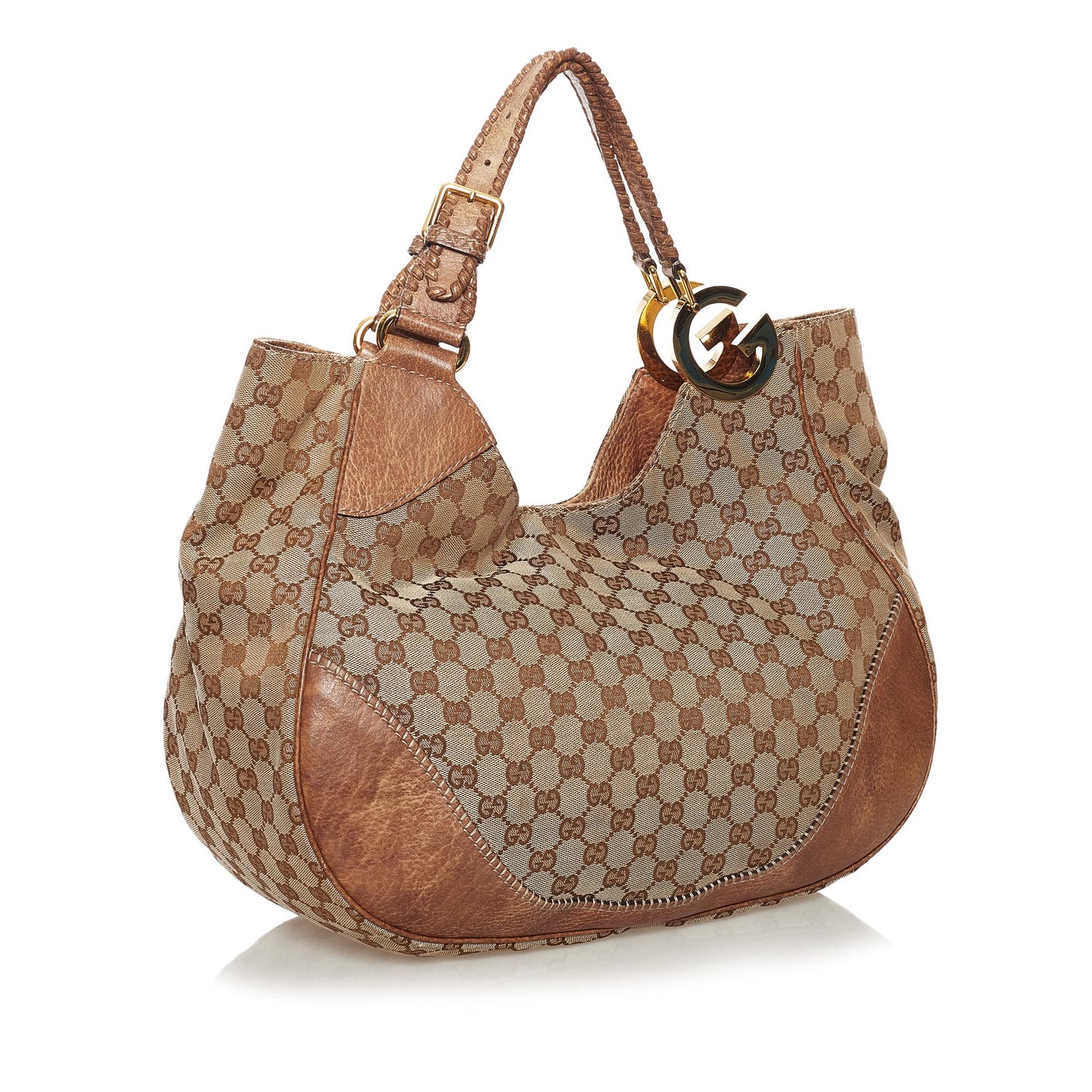 Gucci GG Charlotte SHG Canvas Calf Brown Tote Bag