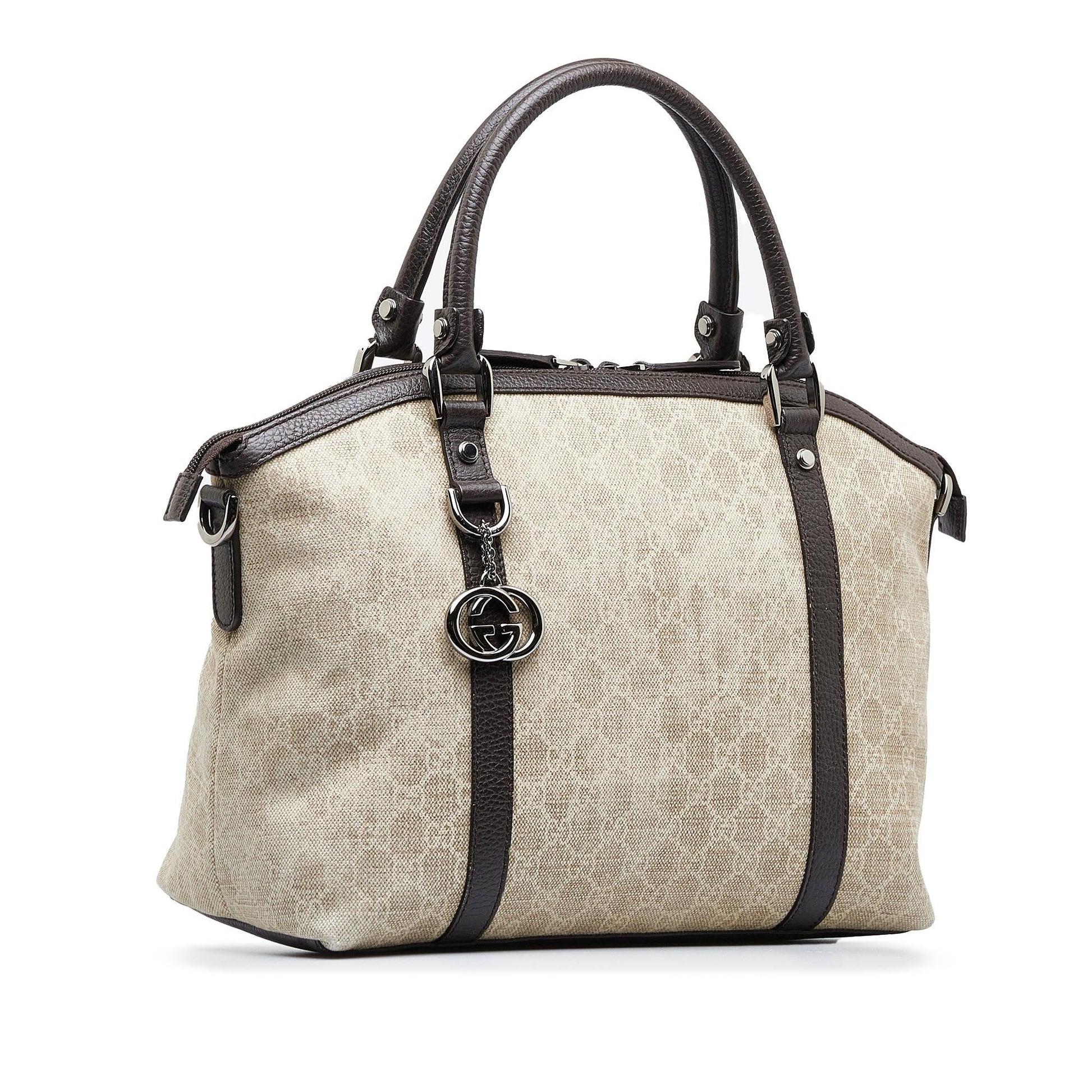 Gucci GG Charm Dome SHG-MOjlZ6 Canvas Brown Satchel Bag