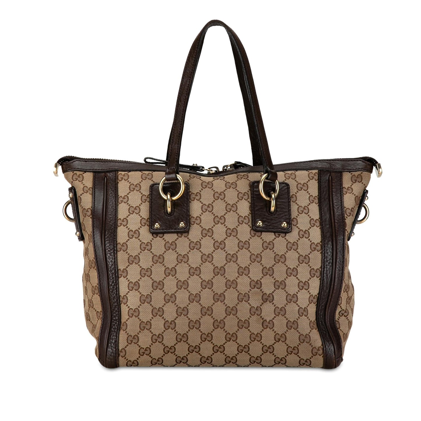 Gucci GG Charm SHG-M7VWtv Canvas Calf Brown Satchel Bag