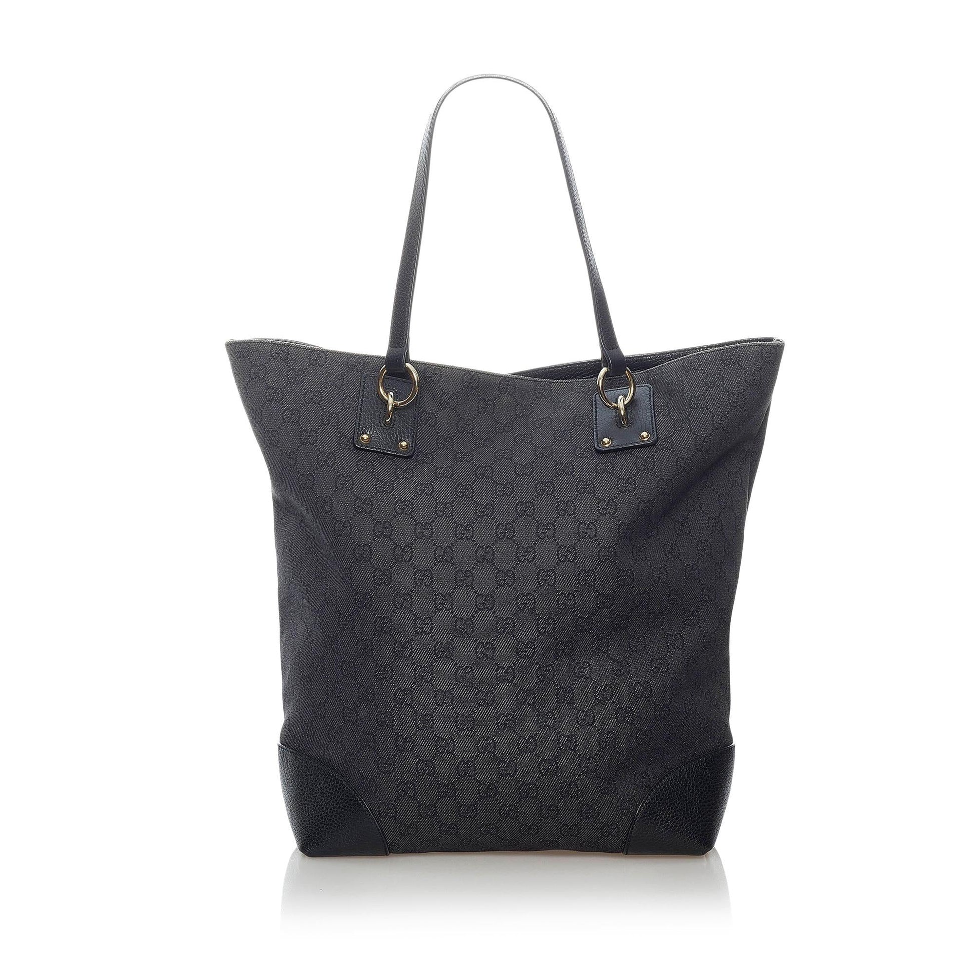Gucci GG Charm SHG Canvas Black Tote Bag