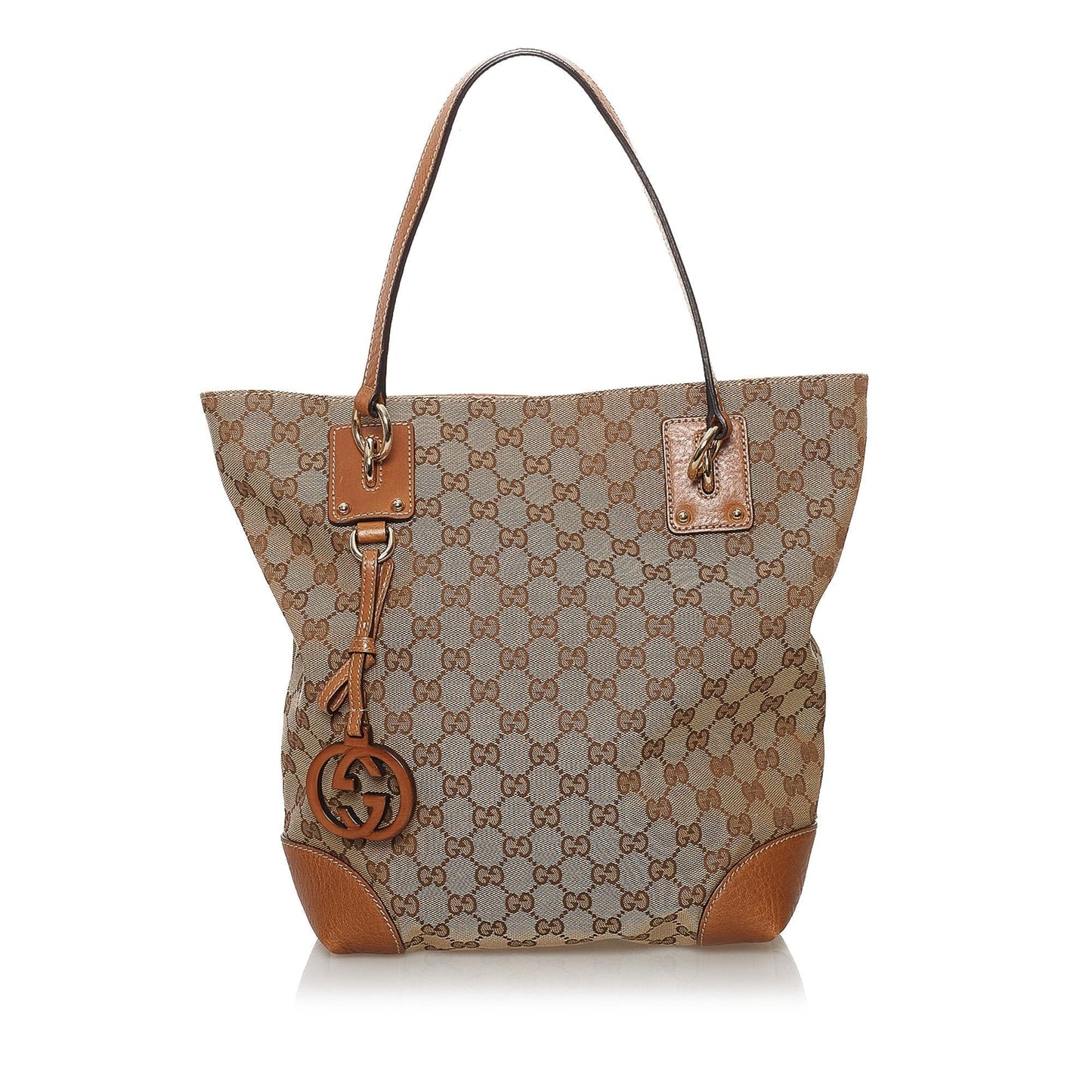 Gucci GG Charm SHG Canvas Brown Tote Bag