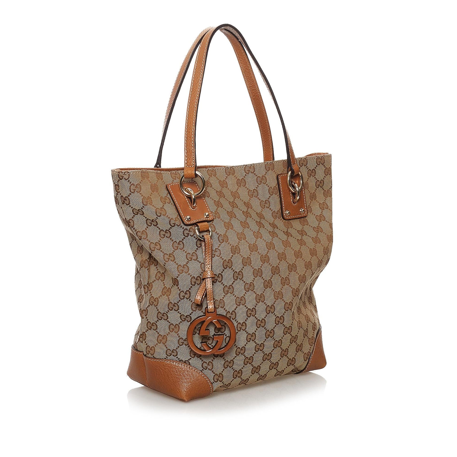 Gucci GG Charm SHG Canvas Brown Tote Bag