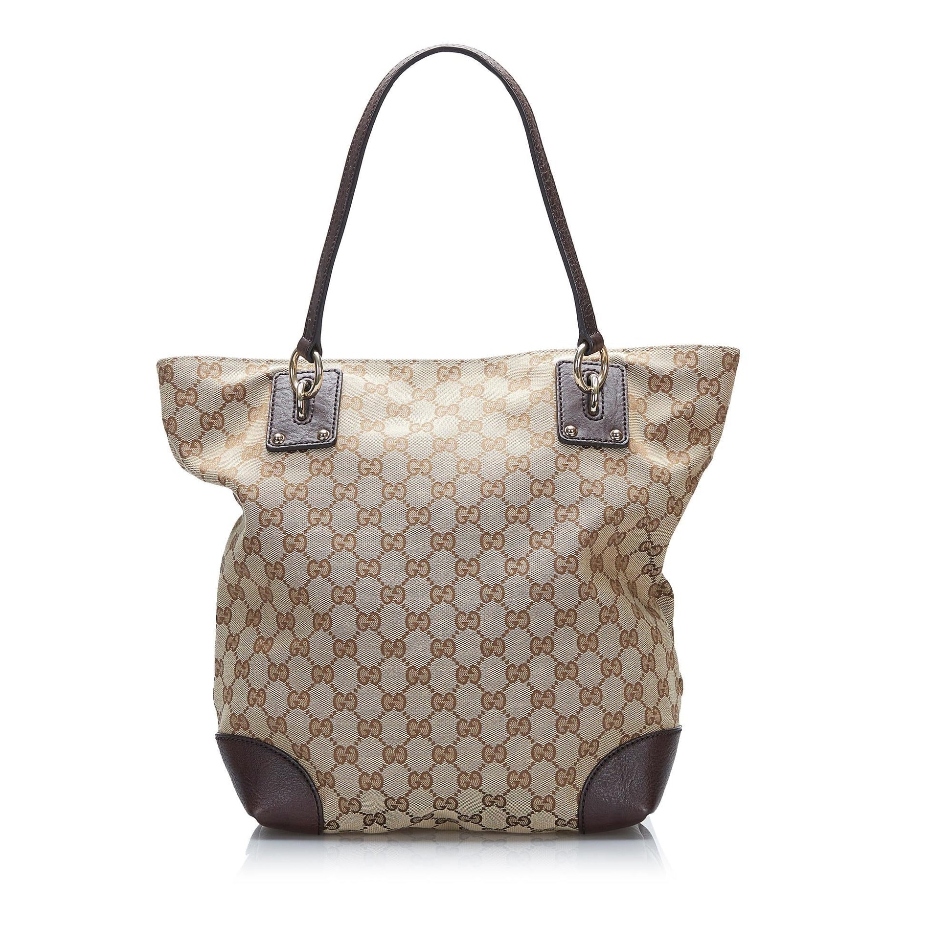 Gucci GG Charm SHG-cHdxim Canvas Brown Tote Bag