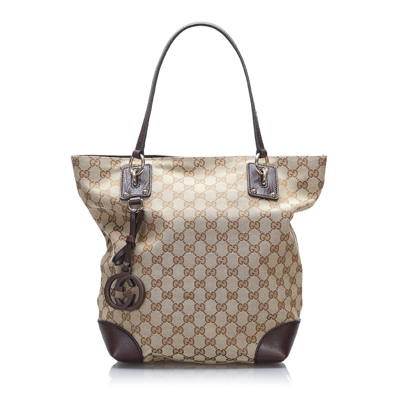 Gucci GG Charm SHG-cHdxim Canvas Brown Tote Bag