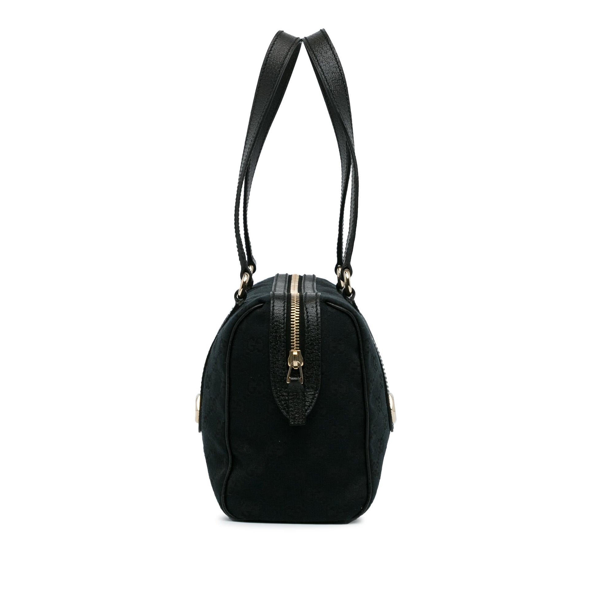 Gucci GG Charmy SHG-8O8KhM Canvas Calf Black Satchel Bag
