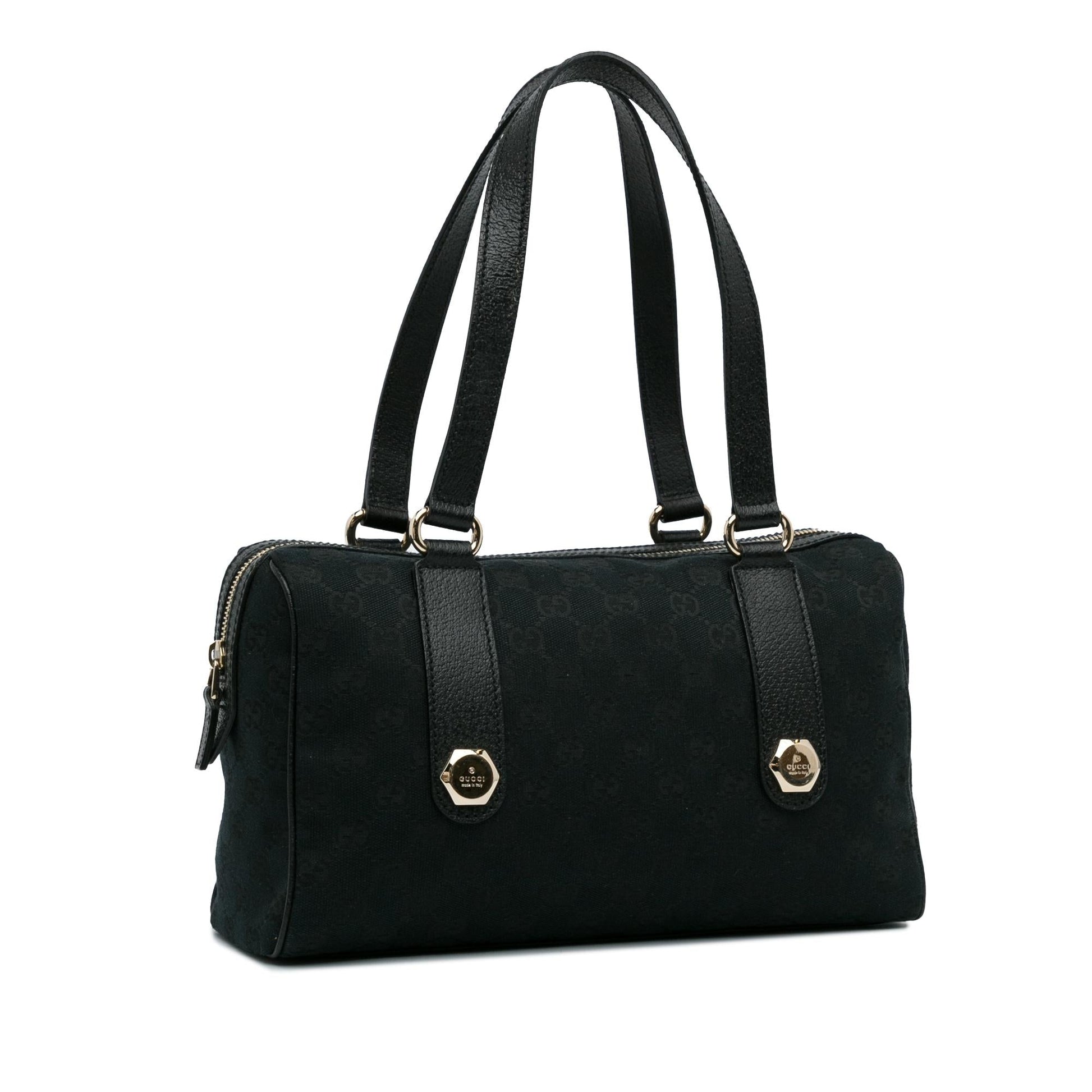 Gucci GG Charmy SHG-8O8KhM Canvas Calf Black Satchel Bag