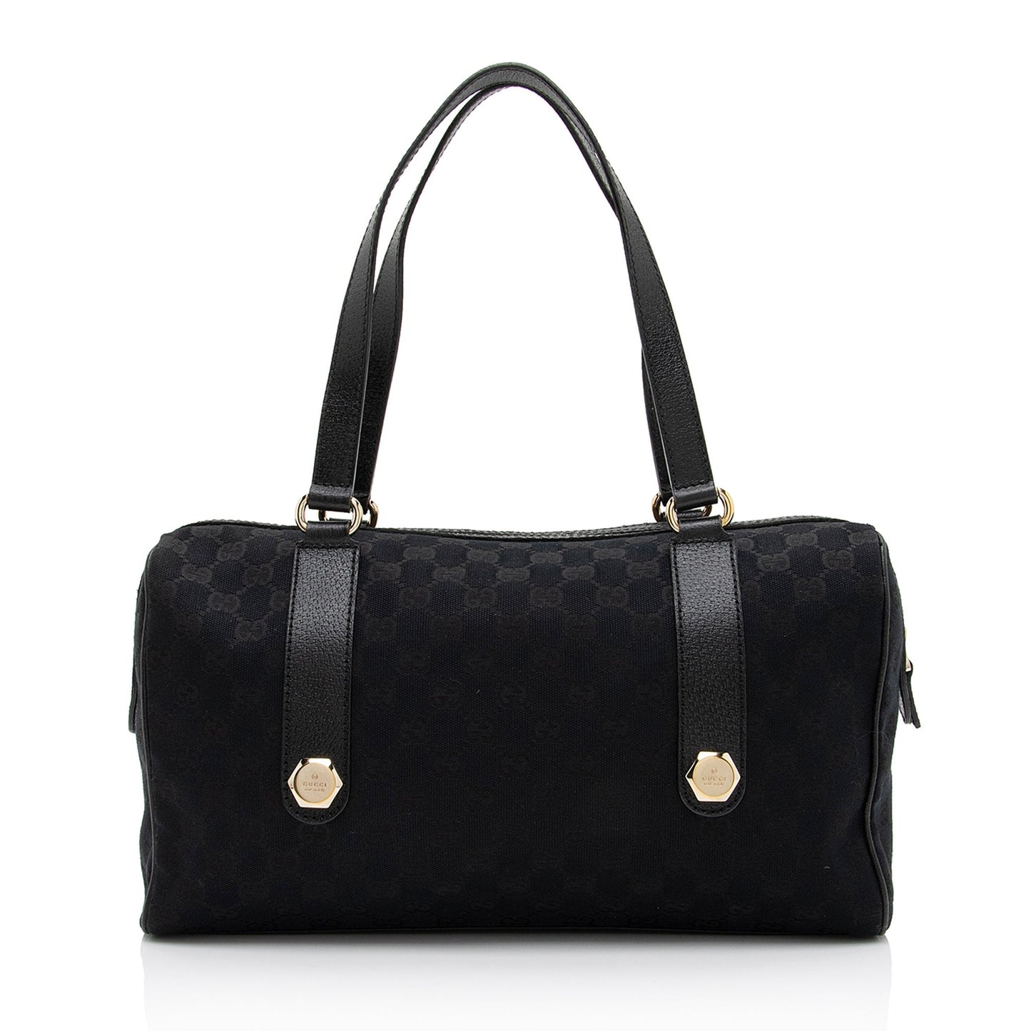 Gucci GG Charmy SHF-wHUMyf Leather Canvas Black Satchel Bag