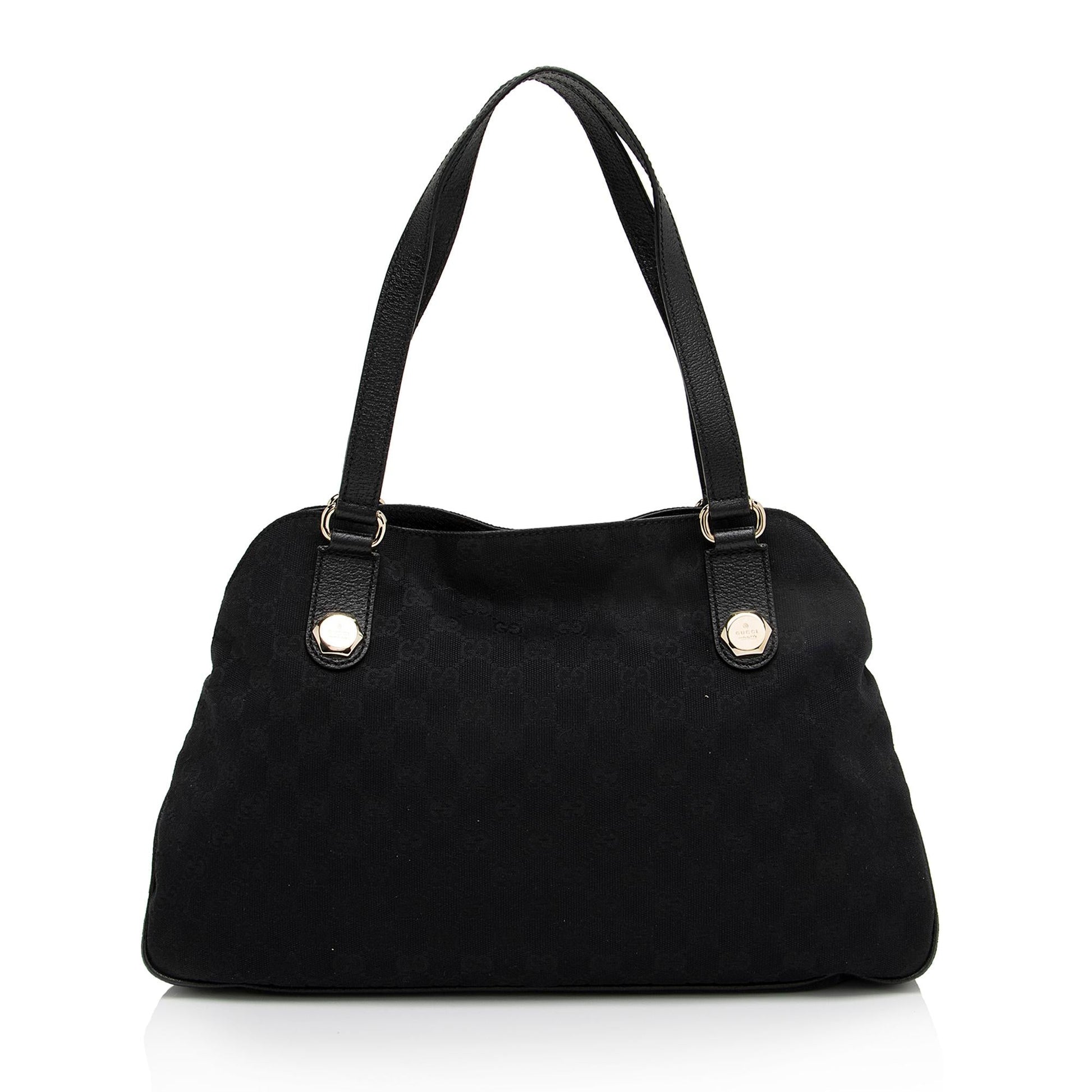 Gucci GG Charmy SHF-xbv73f Leather Canvas Black Medium Tote Bag