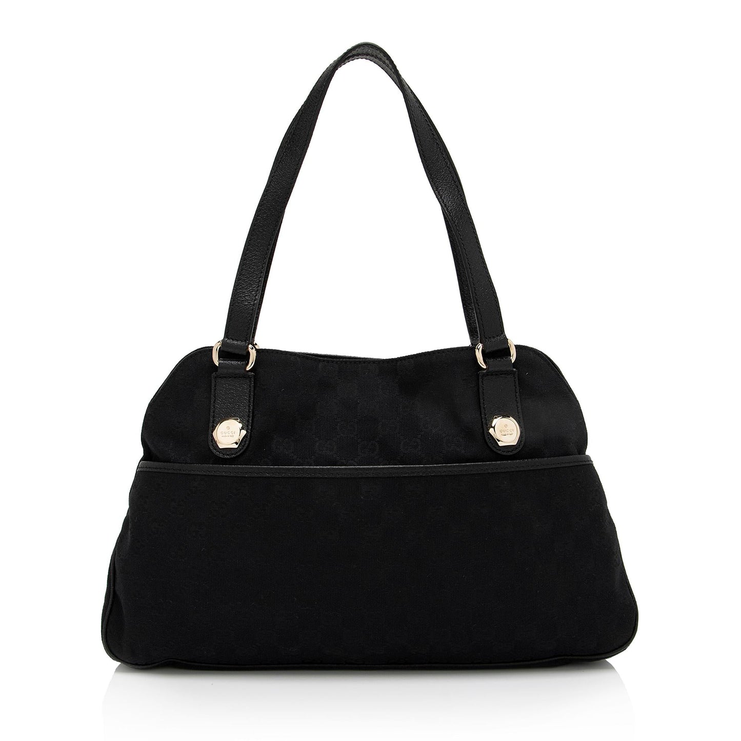 Gucci GG Charmy SHF-xbv73f Leather Canvas Black Medium Tote Bag