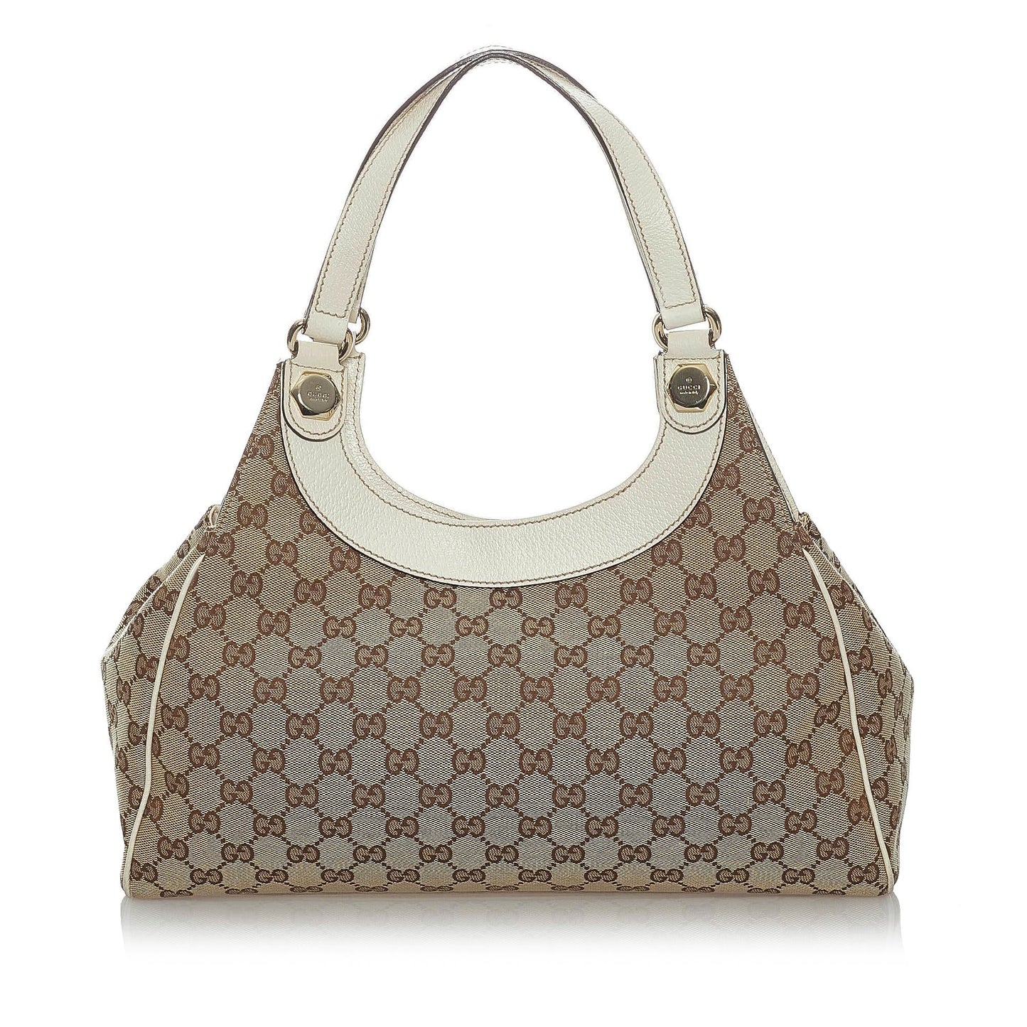 Gucci GG Charmy SHG Canvas Calf White Brown Shoulder Bag Bag Shg