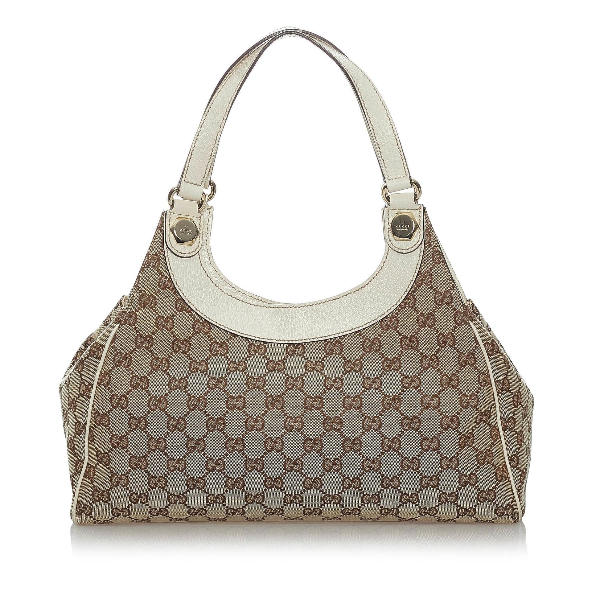 Gucci GG Charmy SHG Canvas Calf White Brown Shoulder Bag Bag Shg
