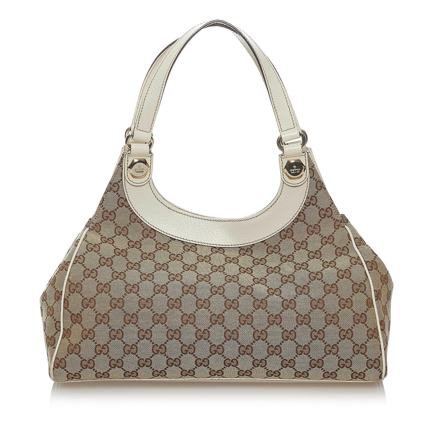 Gucci GG Charmy SHG Canvas Calf White Brown Shoulder Bag Bag Shg