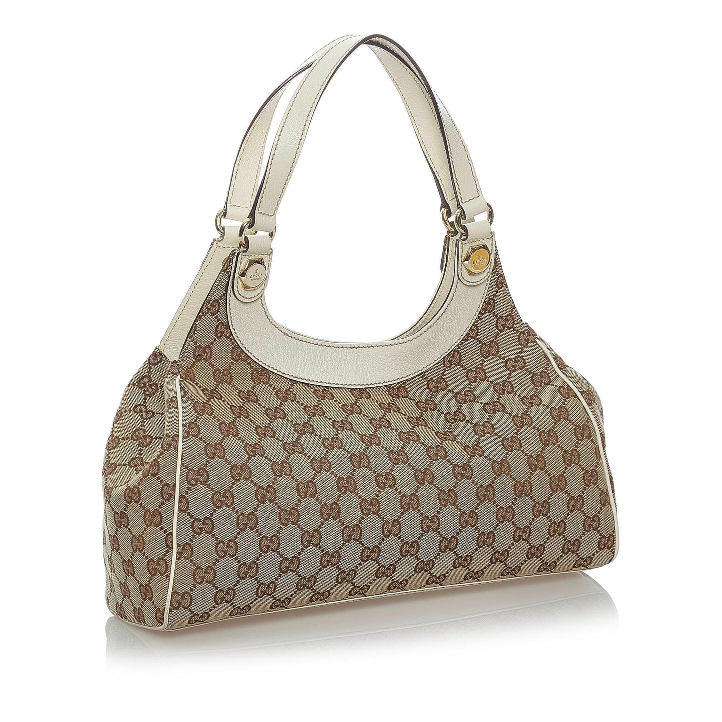Gucci GG Charmy SHG Canvas Calf White Brown Shoulder Bag Bag Shg