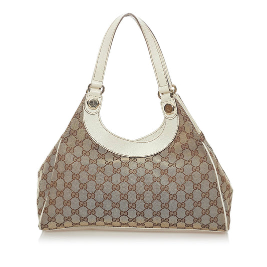 Gucci GG Charmy SHG Canvas White Brown Shoulder Bag 4