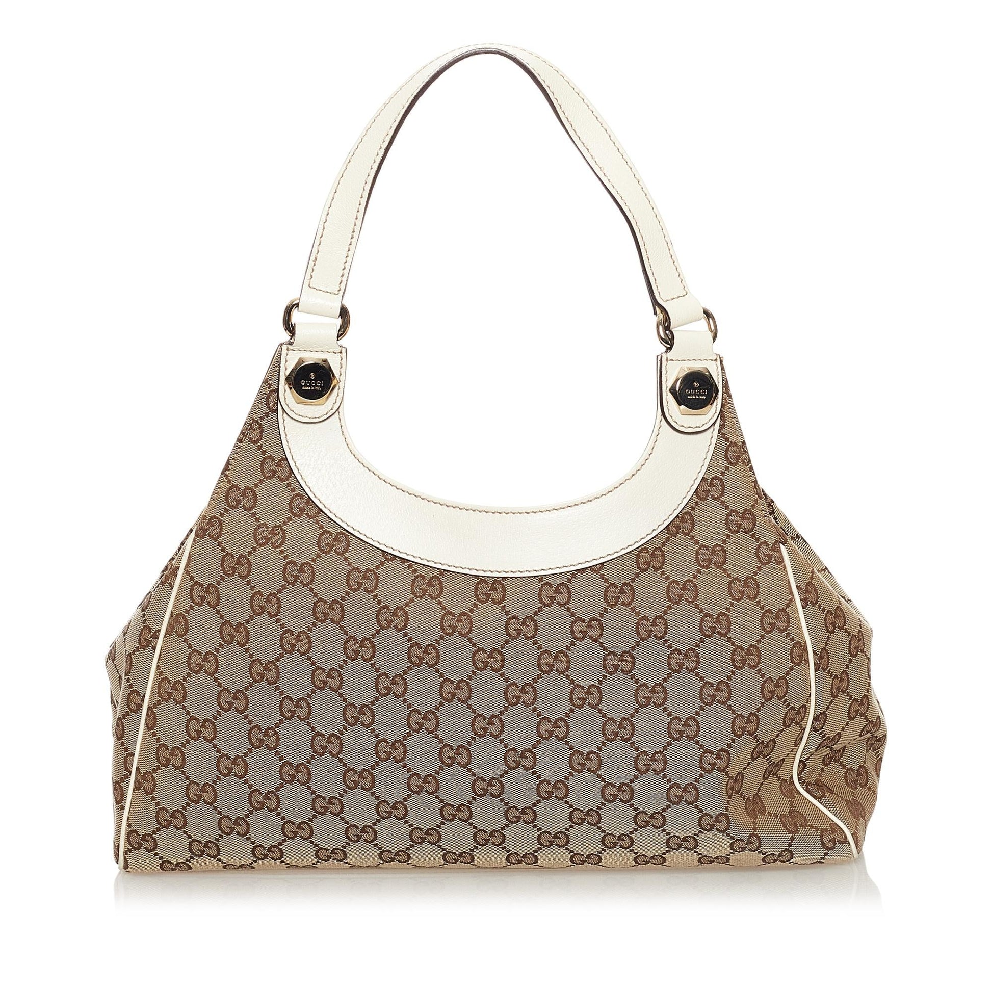 Gucci GG Charmy SHG Canvas White Brown Shoulder Bag