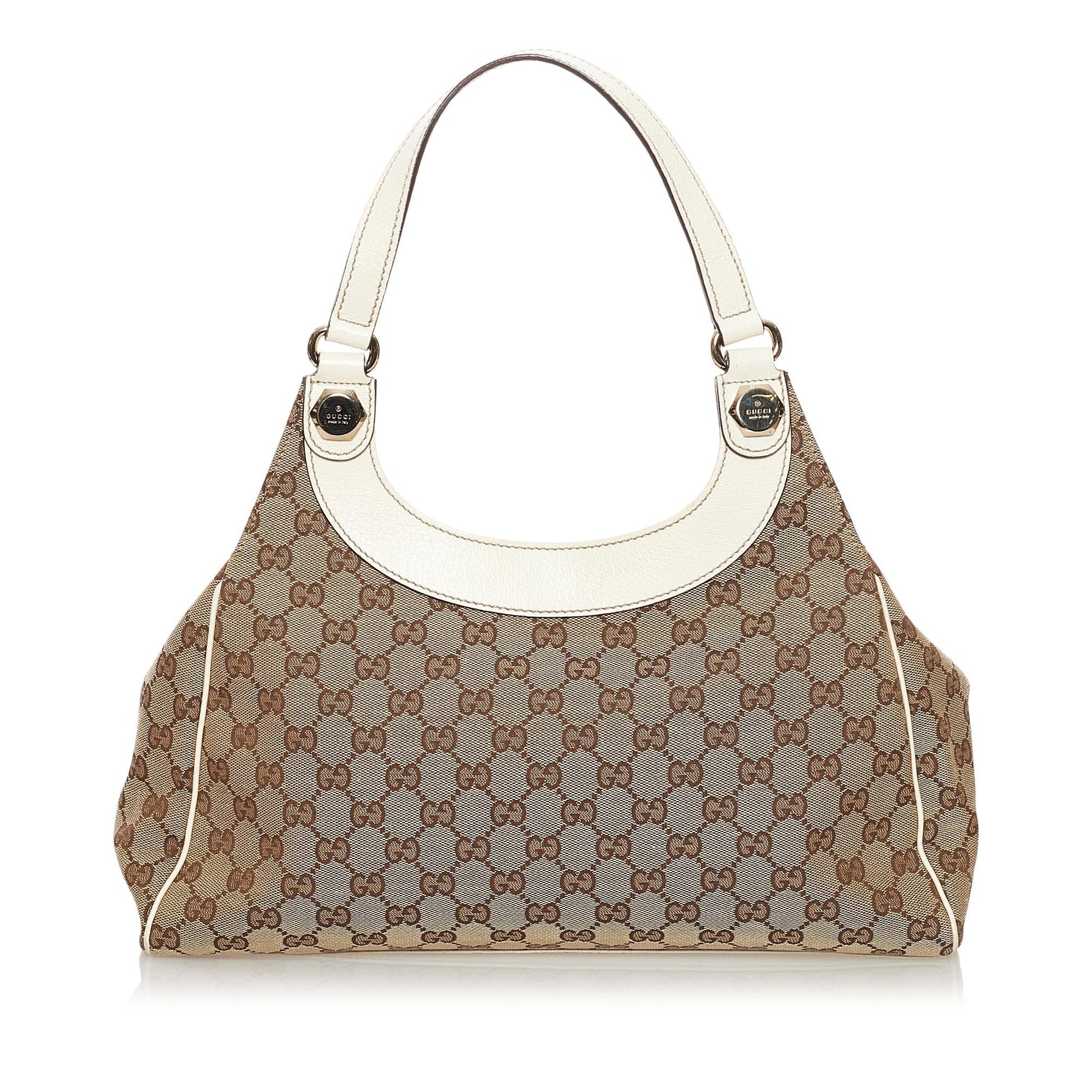 Gucci GG Charmy SHG Canvas White Brown Shoulder Bag