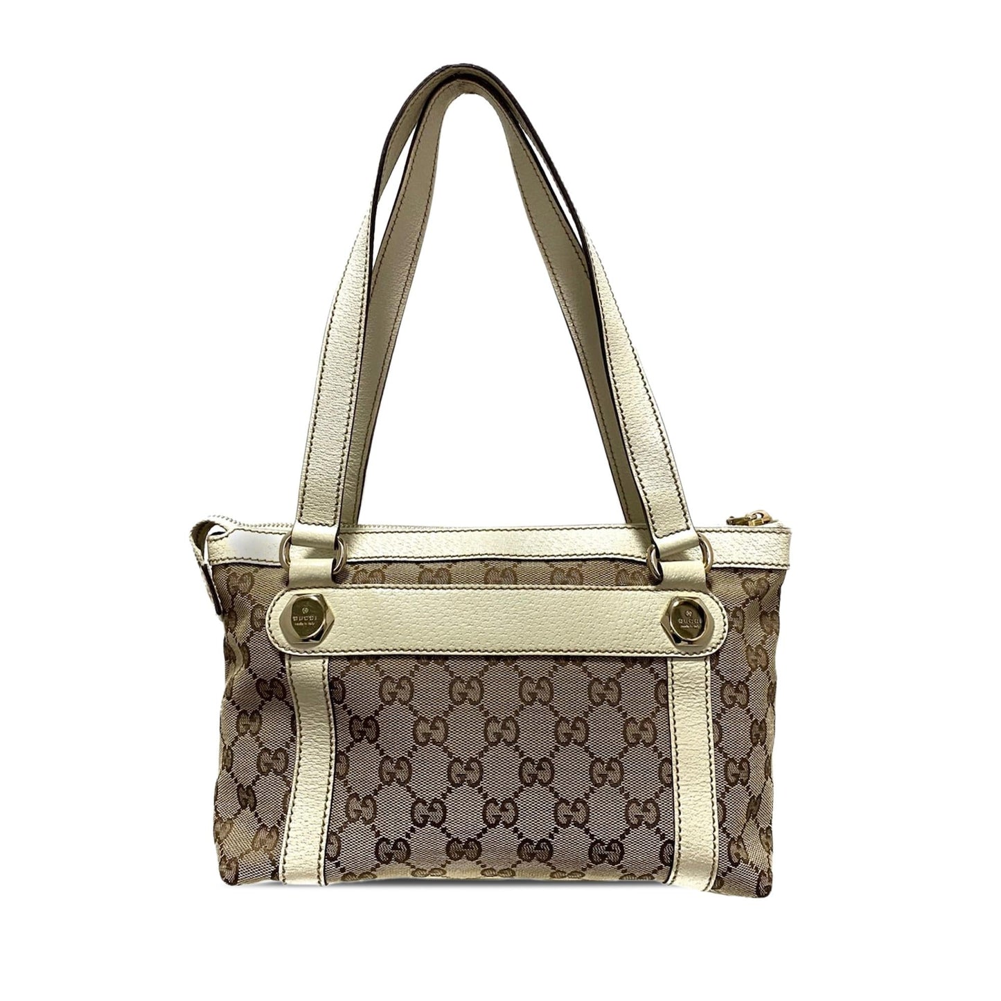 Gucci GG Charmy SHG-owlZ1c Canvas Calf White Brown Shoulder Bag