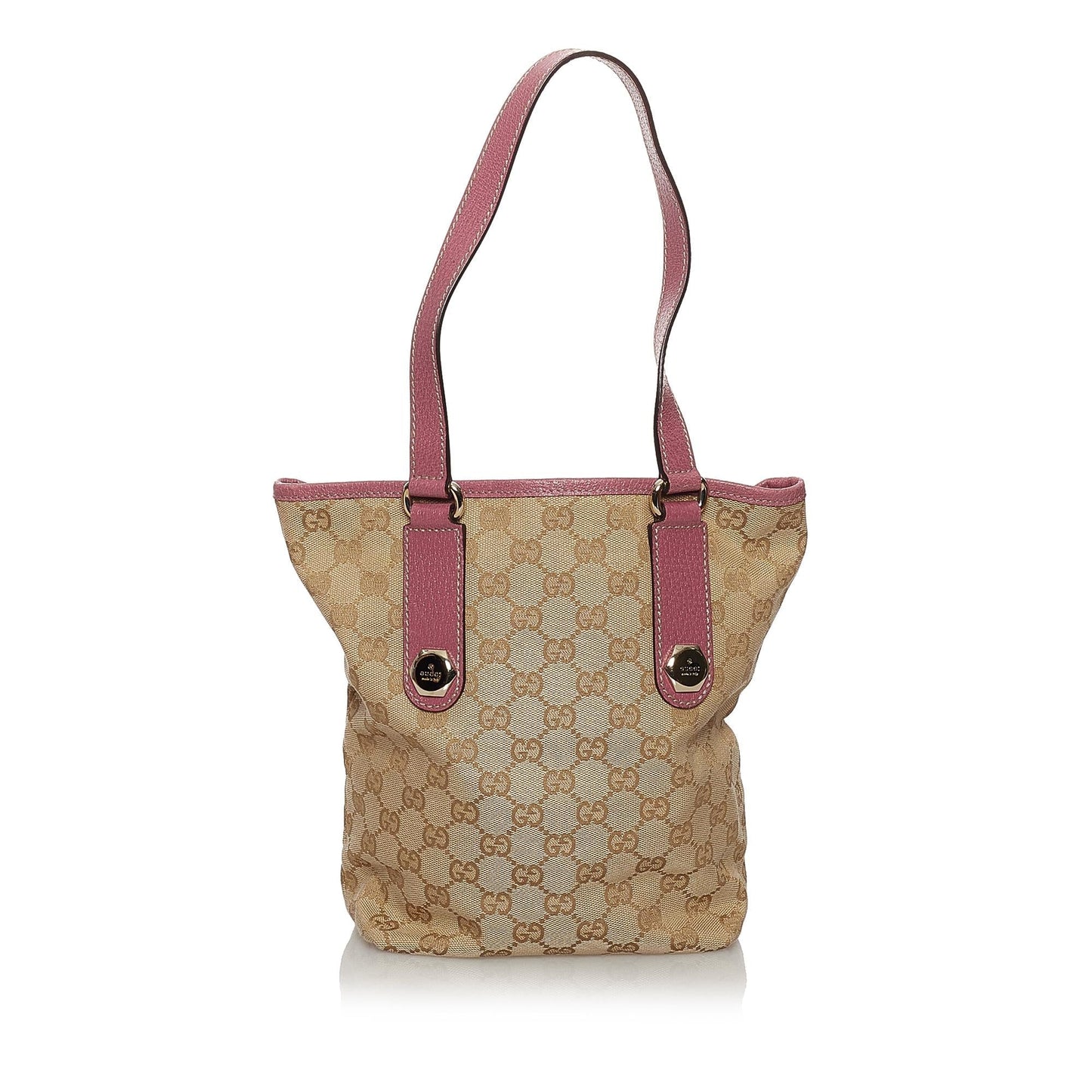 Gucci GG Charmy SHG Canvas Brown Pink Tote Bag