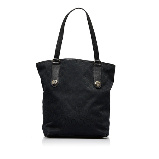 Gucci GG Charmy SHG-yiTeDa Canvas Calf Black Tote Bag