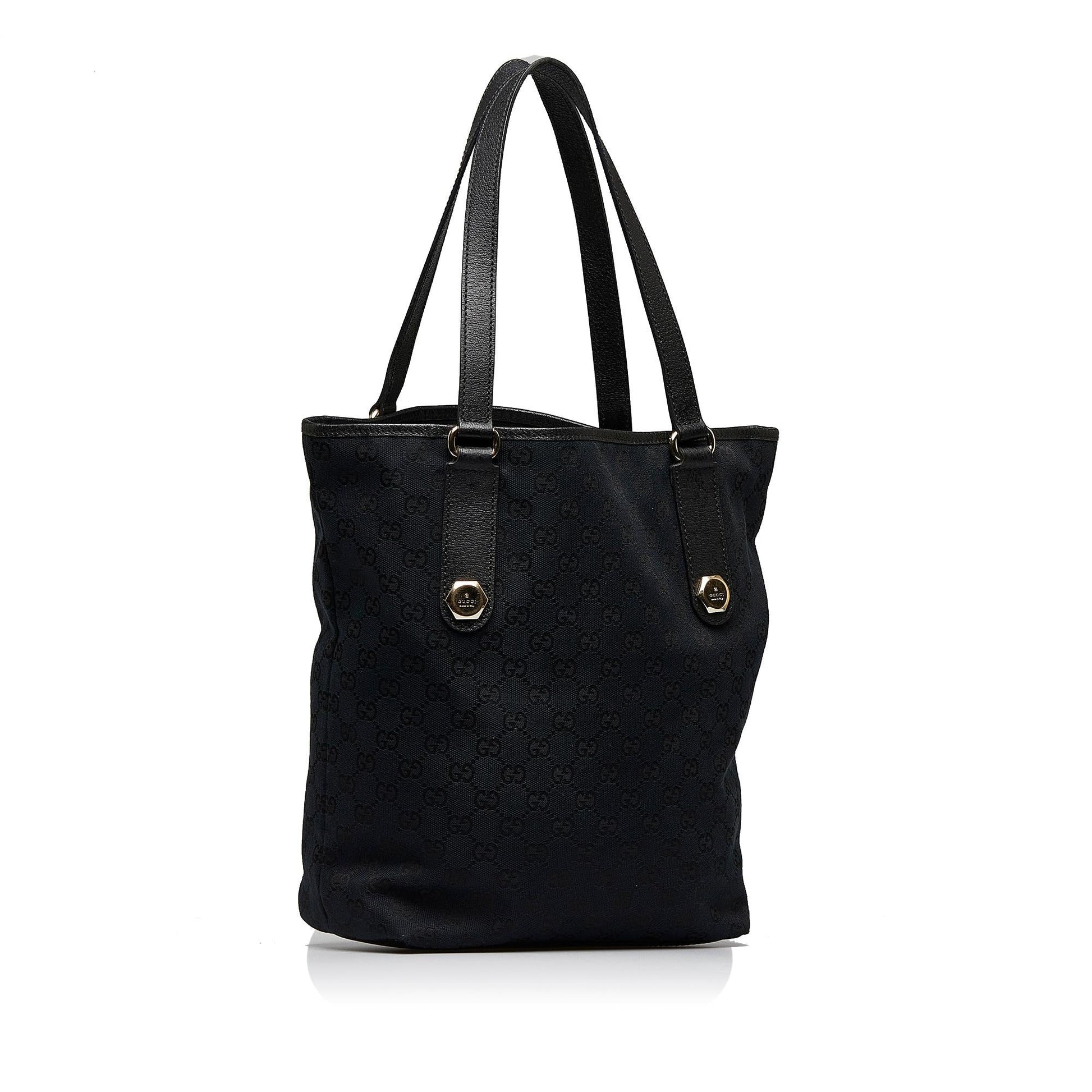 Gucci GG Charmy SHG-yiTeDa Canvas Calf Black Tote Bag